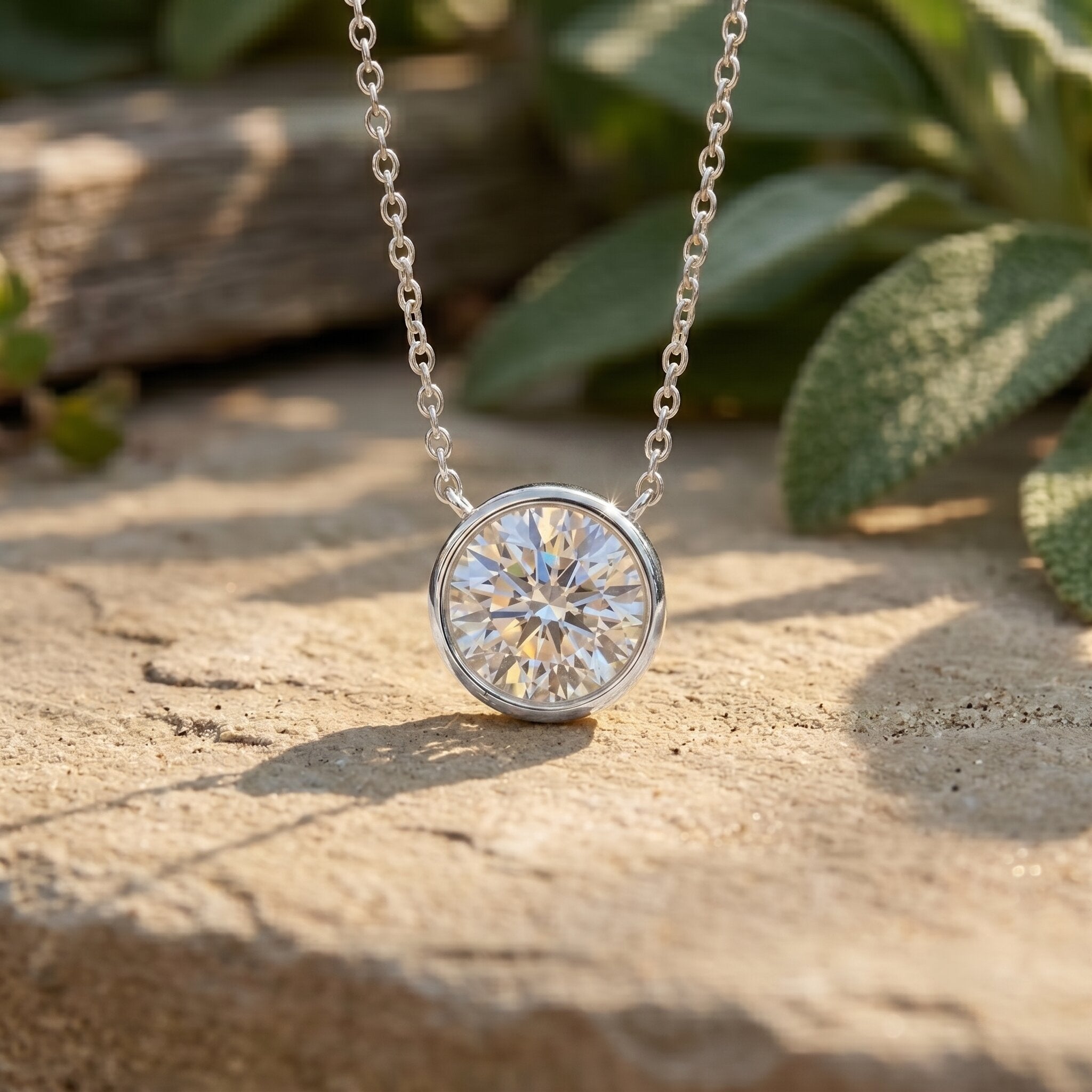 IGI Certified 3 Carat Lab Grown Diamond Solitaire Necklace for Women Lab - ( E-VS1 ) - Rosec Jewels