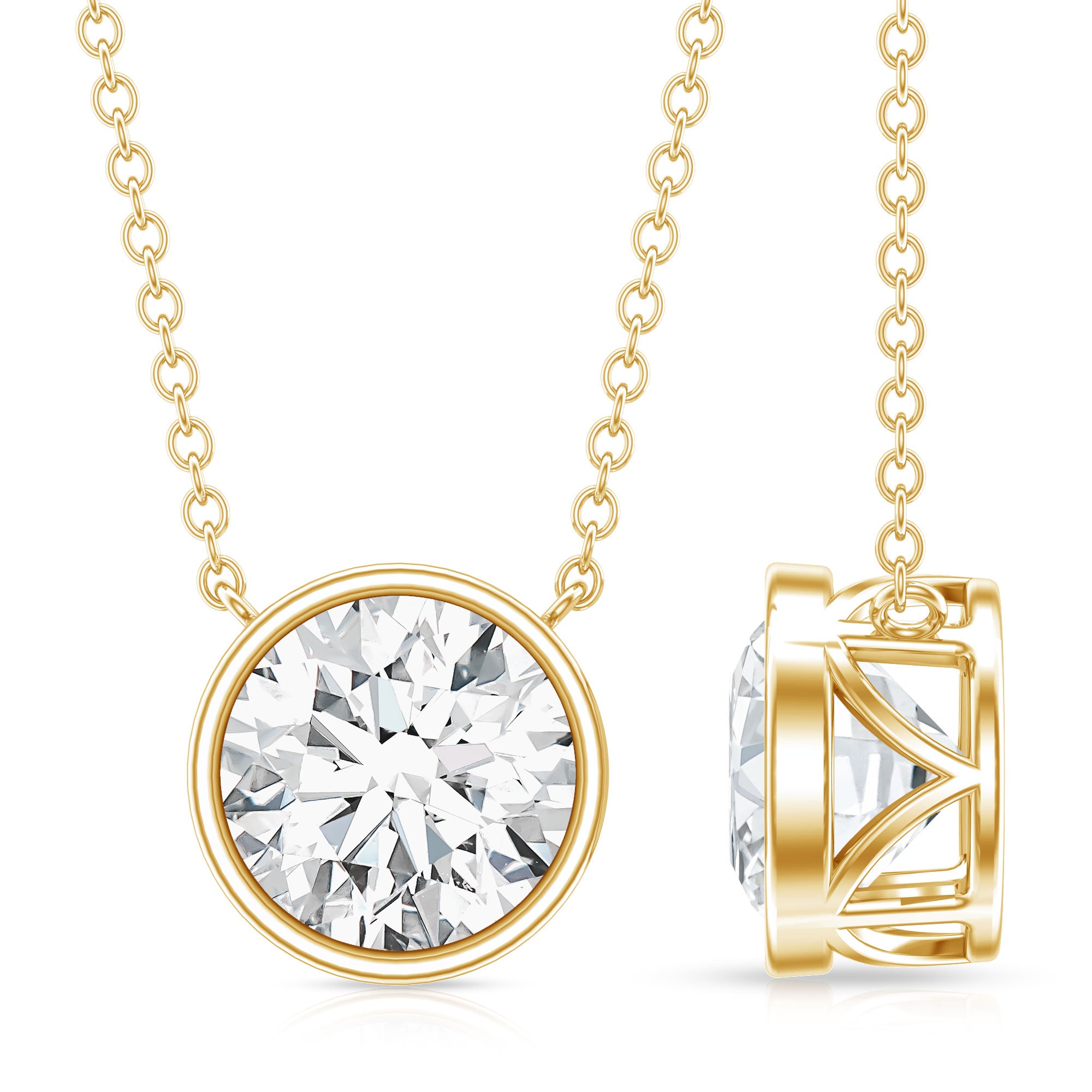 Rosec Jewels-IGI Certified 3 Carat Lab Grown Diamond Solitaire Necklace for Women