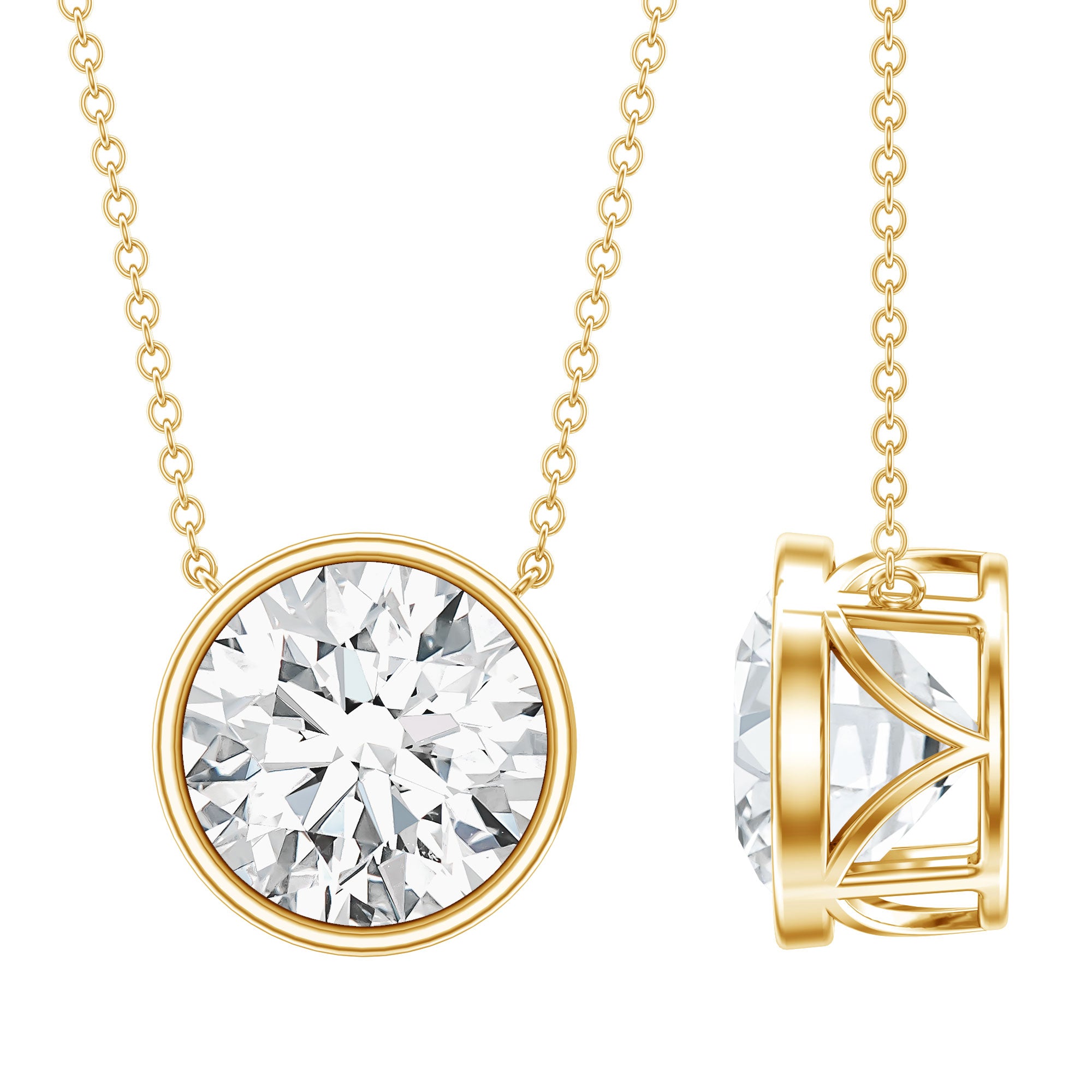 Rosec Jewels-4 Carat Bezel Set Lab Grown Diamond Necklace with IGI Certificate