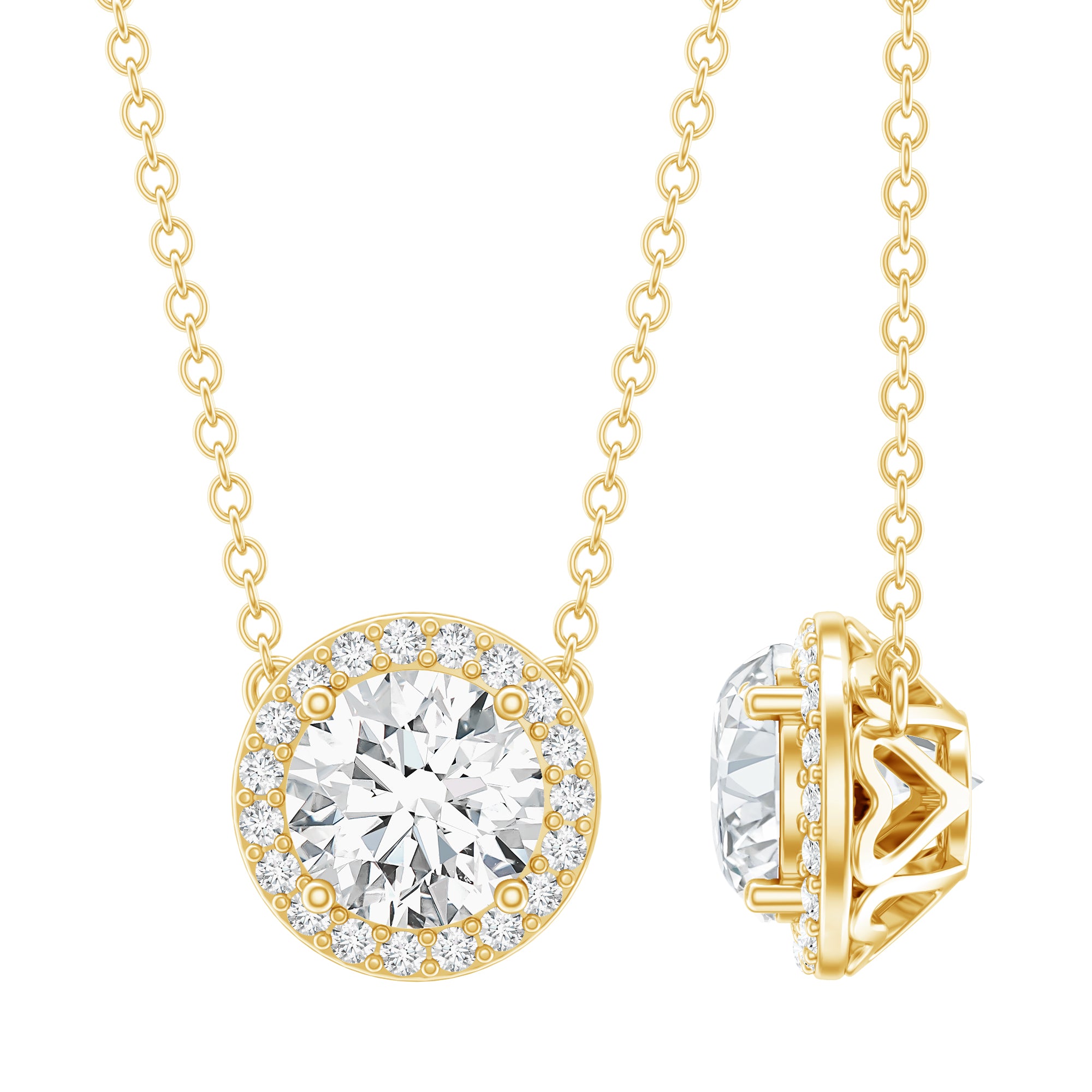 Rosec Jewels-1 Carat Lab Grown Diamond Bridal Necklace with IGI Certificate