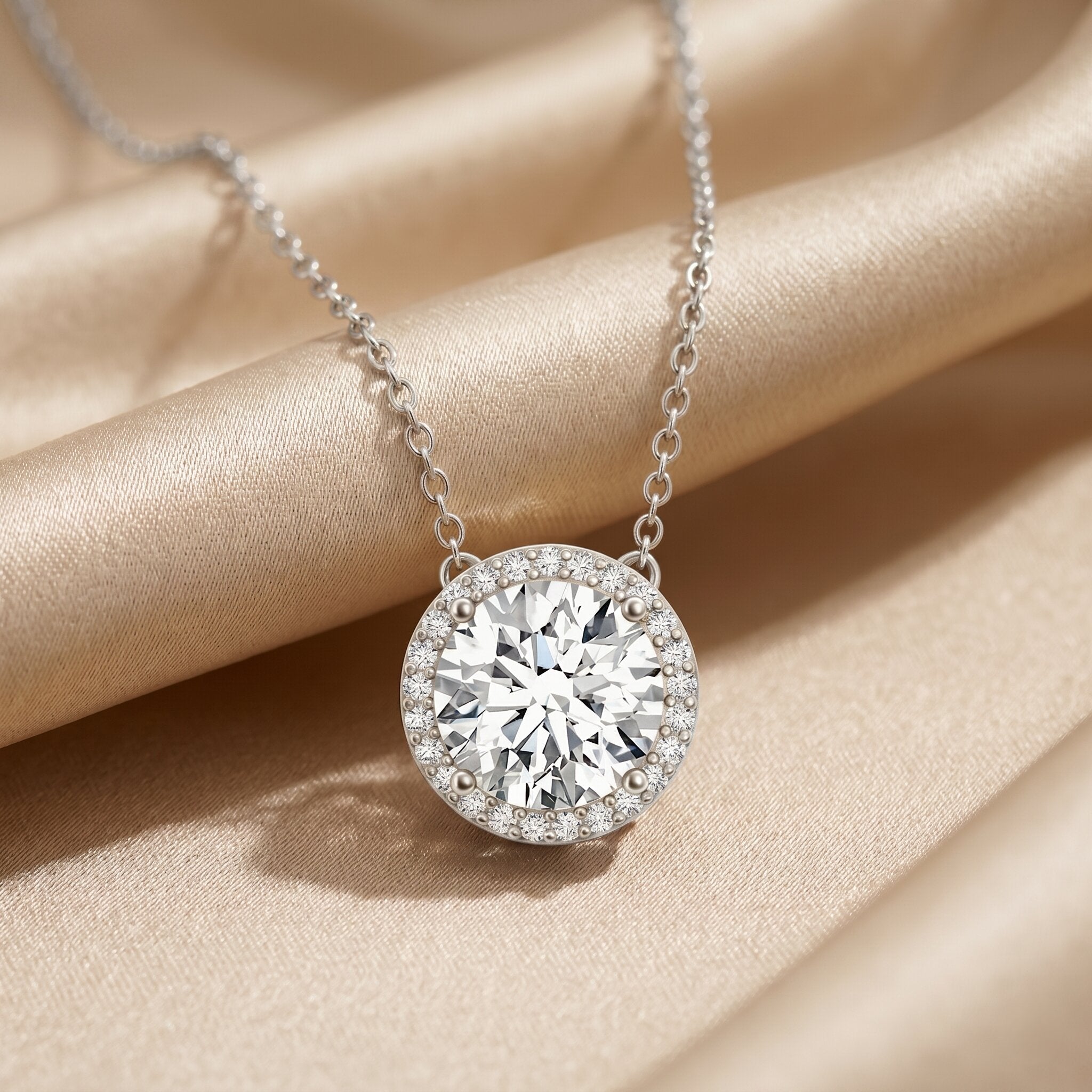 IGI Certified Round Lab Grown Diamond Wedding Necklace for Women Lab - ( E-VS1 ) - Rosec Jewels