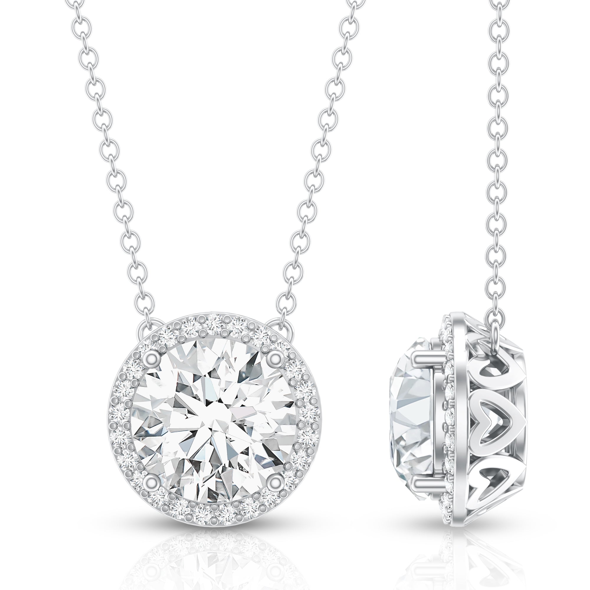 Rosec Jewels-IGI Certified Round Lab Grown Diamond Wedding Necklace for Women