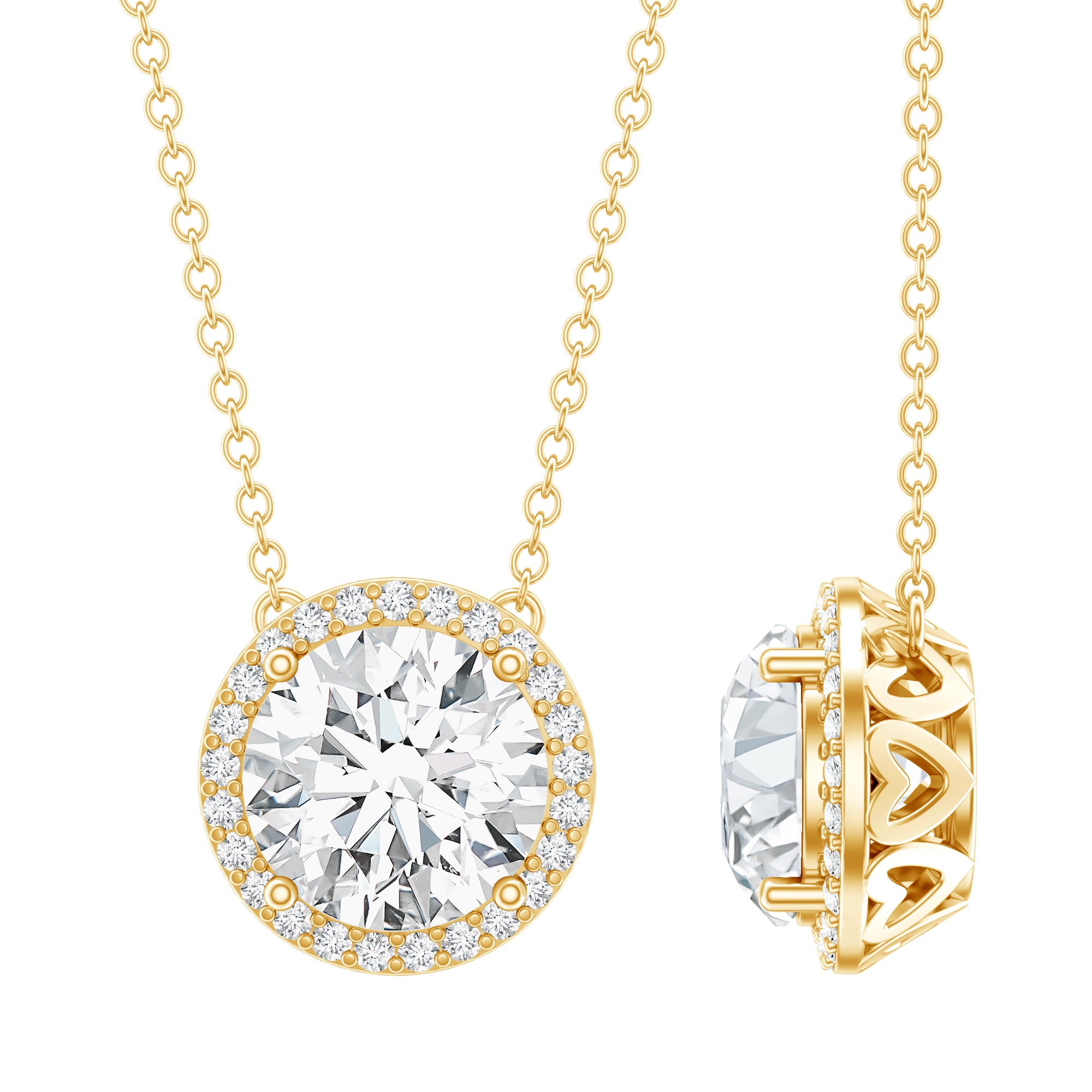 IGI Certified 4 Carat Round Lab Grown Diamond Statement Necklace Lab - ( E-VS1 ) - Rosec Jewels