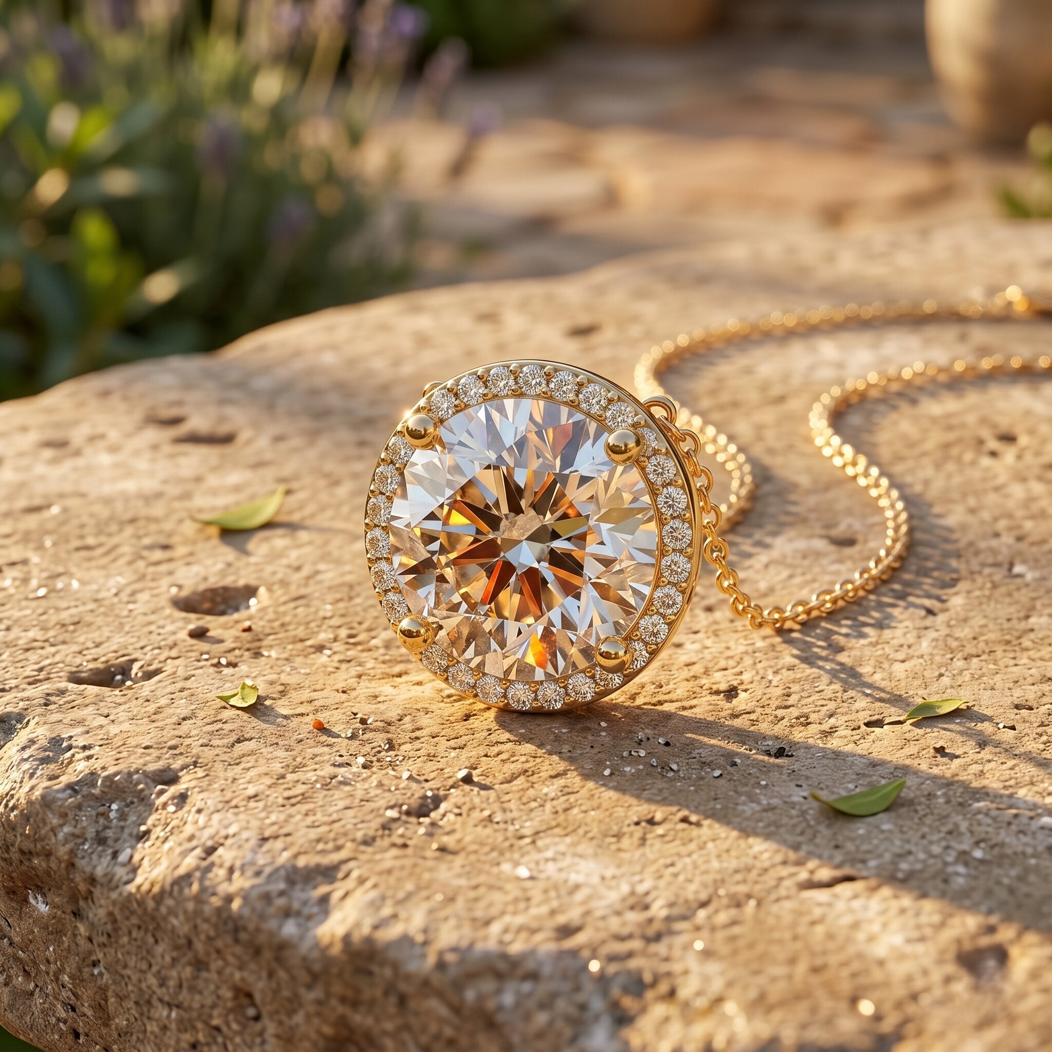 IGI Certified 4 Carat Round Lab Grown Diamond Statement Necklace Lab - ( E-VS1 ) - Rosec Jewels