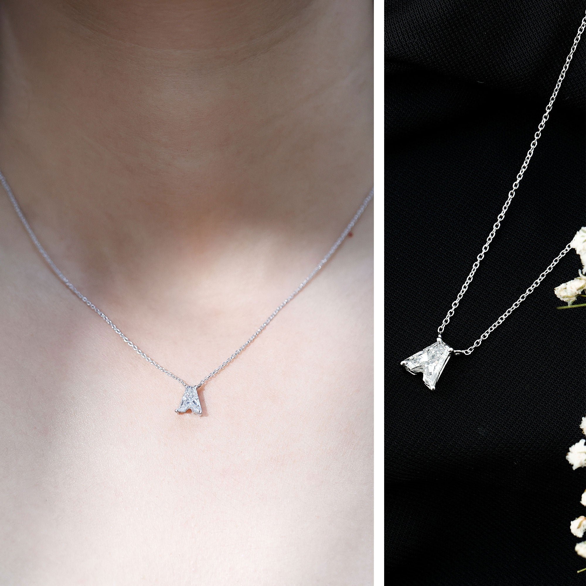 Lab Grown Diamond Initial A Necklace 2 Carat Lab - ( EF-VS ) - Rosec Jewels