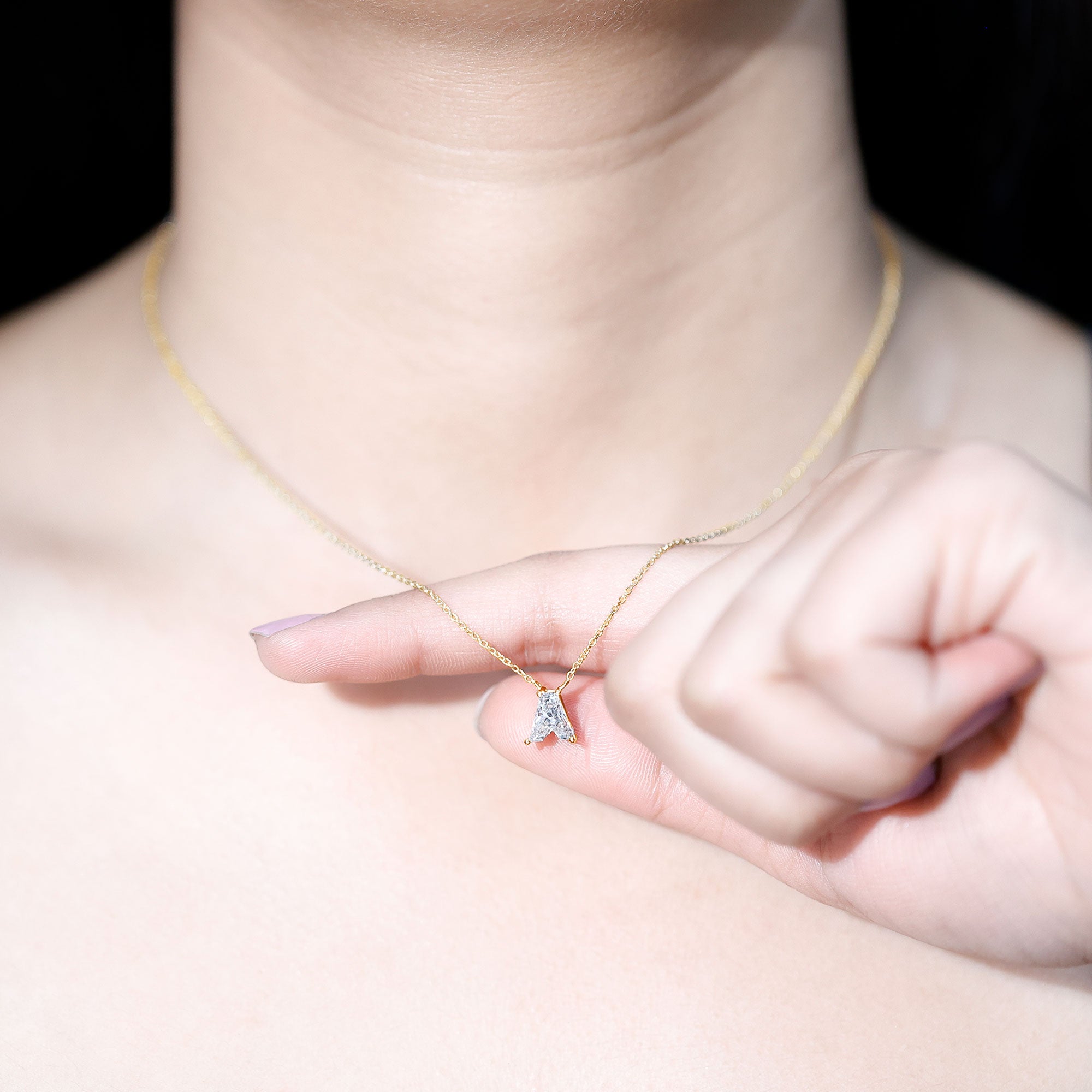 Lab Grown Diamond Initial A Necklace 2 Carat Lab - ( EF-VS ) - Rosec Jewels