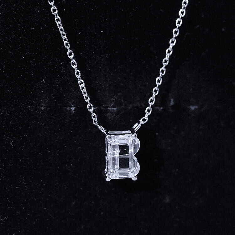 2 Carat Initial B Necklace with Certified Lab Grown Diamond Lab - ( EF-VS ) - Rosec Jewels