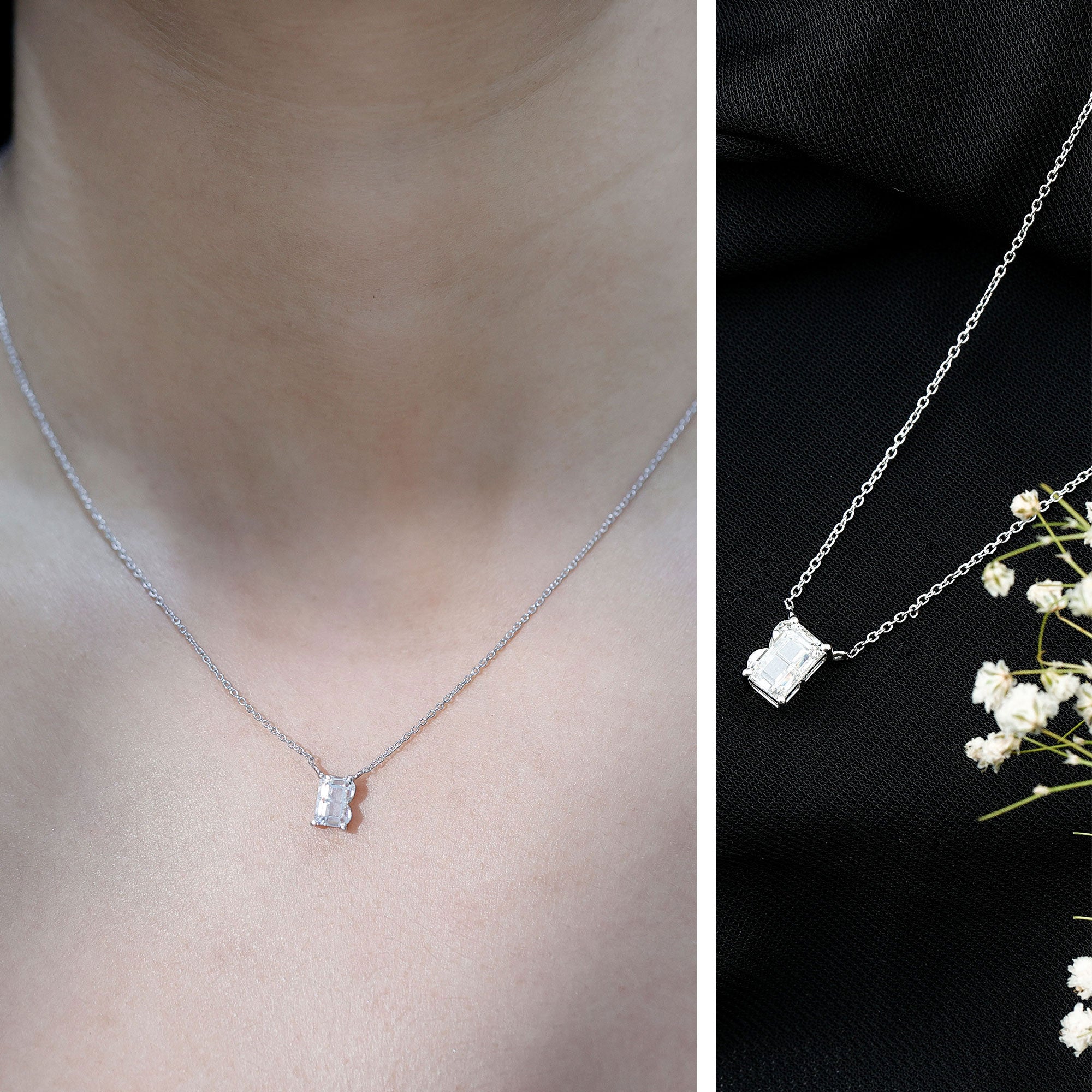 2 Carat Initial B Necklace with Certified Lab Grown Diamond Lab - ( EF-VS ) - Rosec Jewels