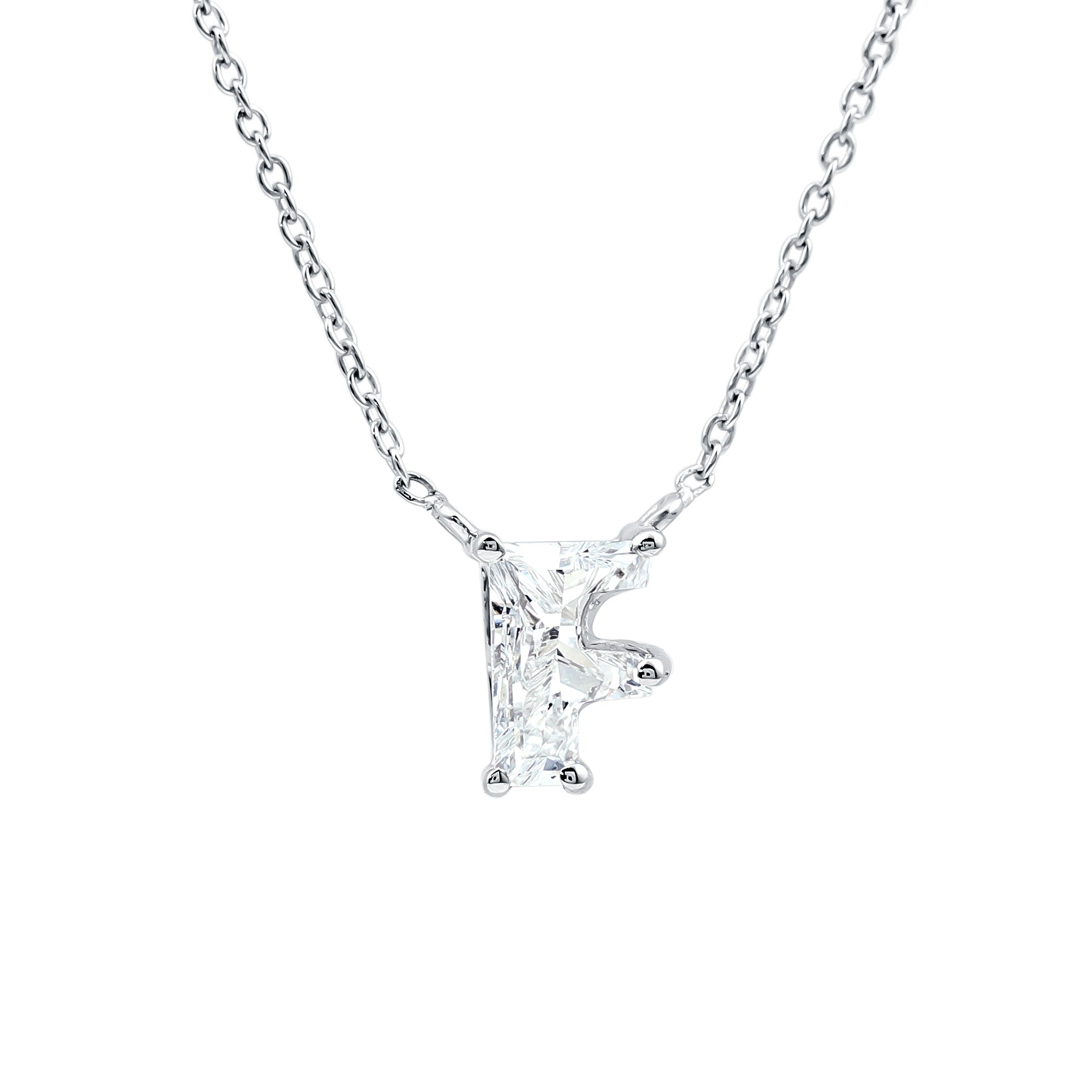 2 Carat Lab Grown Diamond Necklace with Initial F Lab - ( EF-VS ) - Rosec Jewels