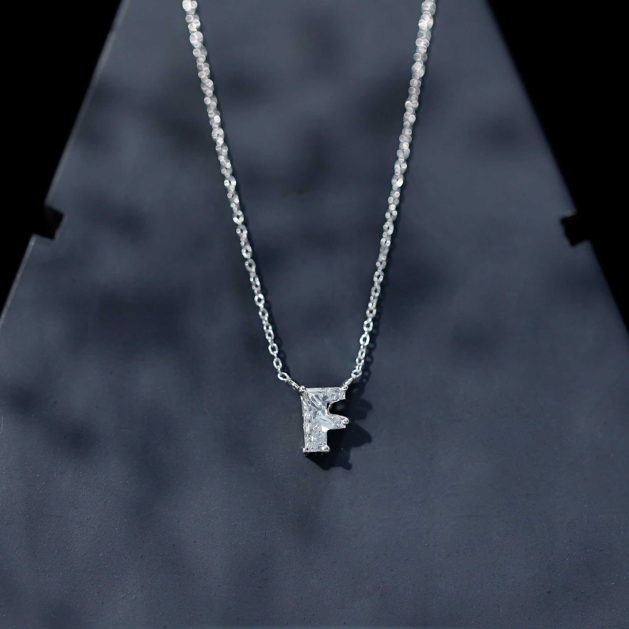 2 Carat Lab Grown Diamond Necklace with Initial F Lab - ( EF-VS ) - Rosec Jewels