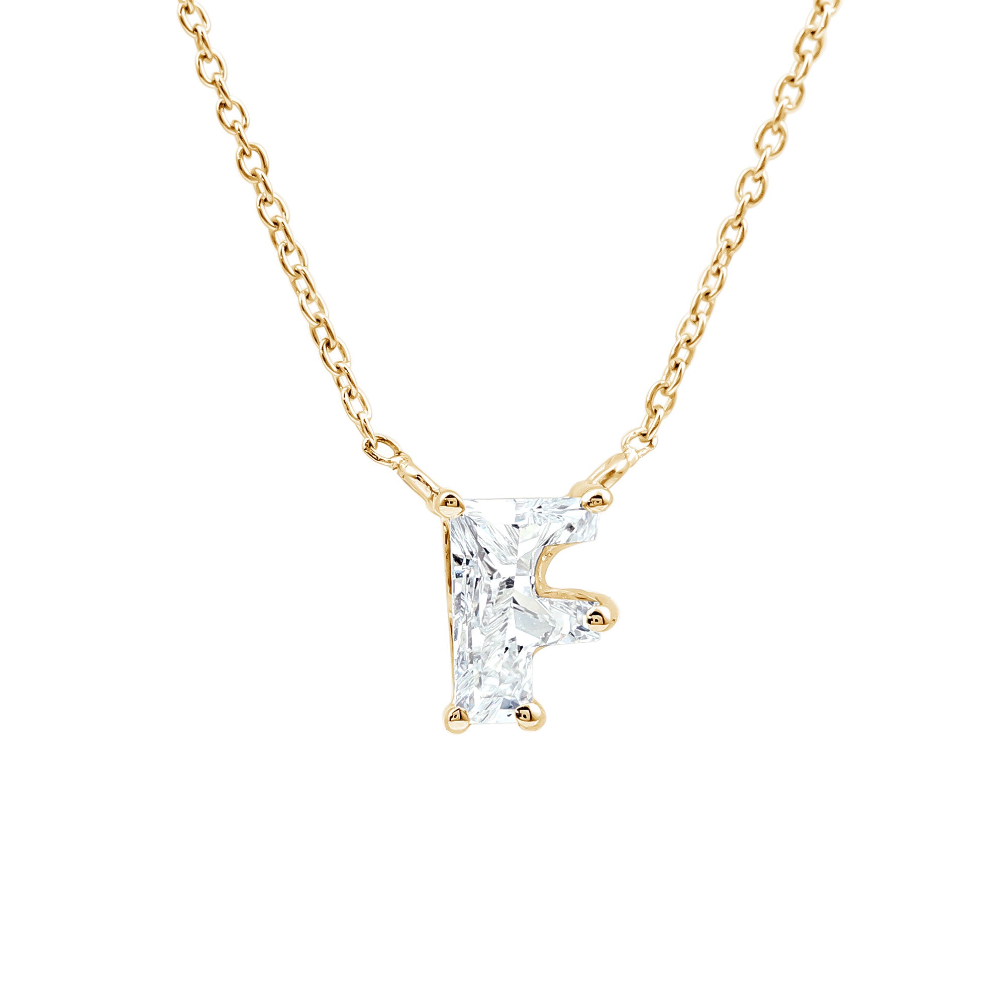 2 Carat Lab Grown Diamond Necklace with Initial F Lab - ( EF-VS ) - Rosec Jewels