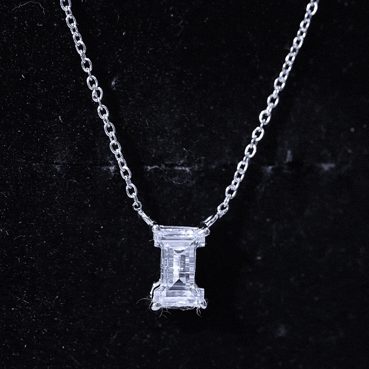 Lab Grown 2 Carat Diamond Initial Necklace I with Certificate Lab - ( EF-VS ) - Rosec Jewels