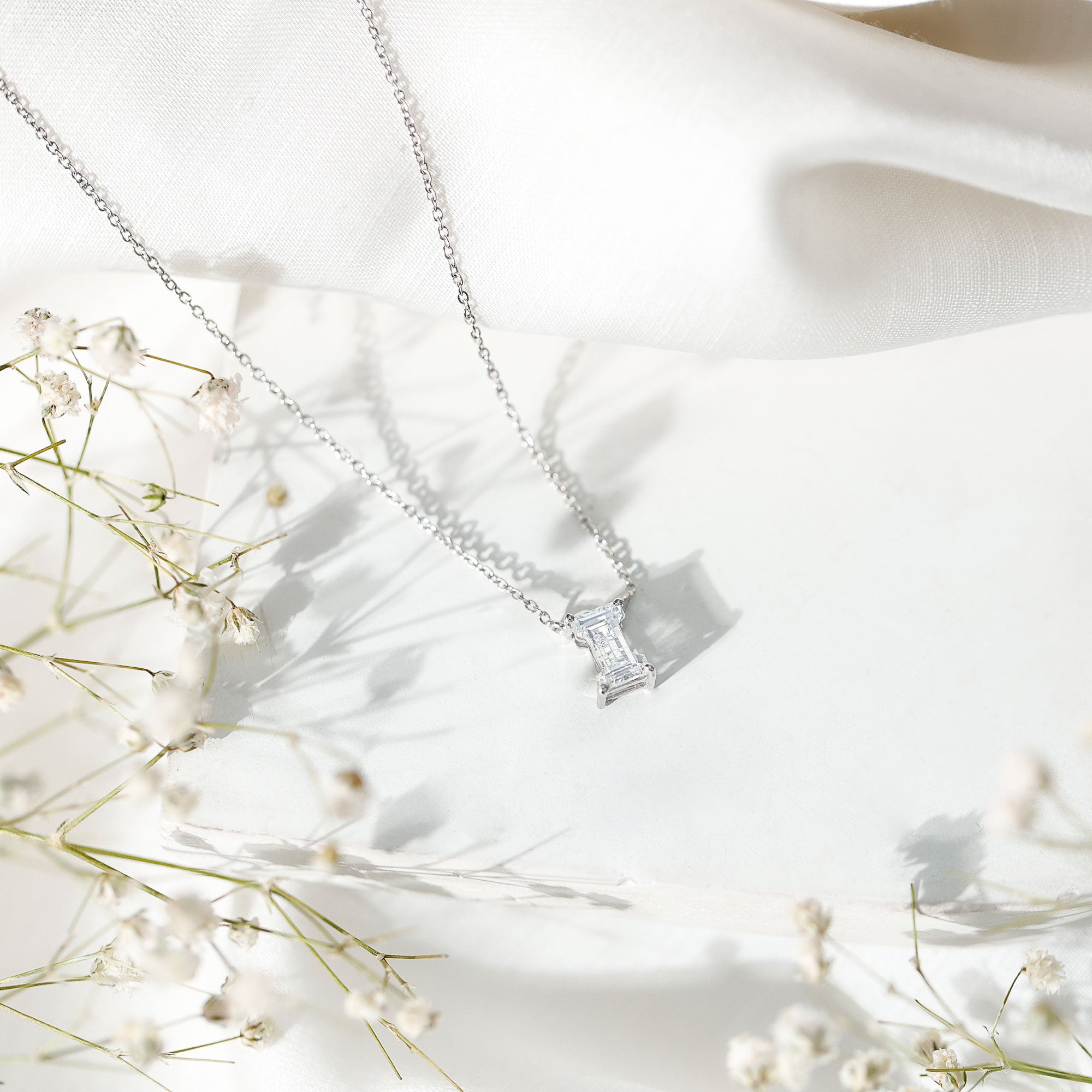Lab Grown 2 Carat Diamond Initial Necklace I with Certificate Lab - ( EF-VS ) - Rosec Jewels