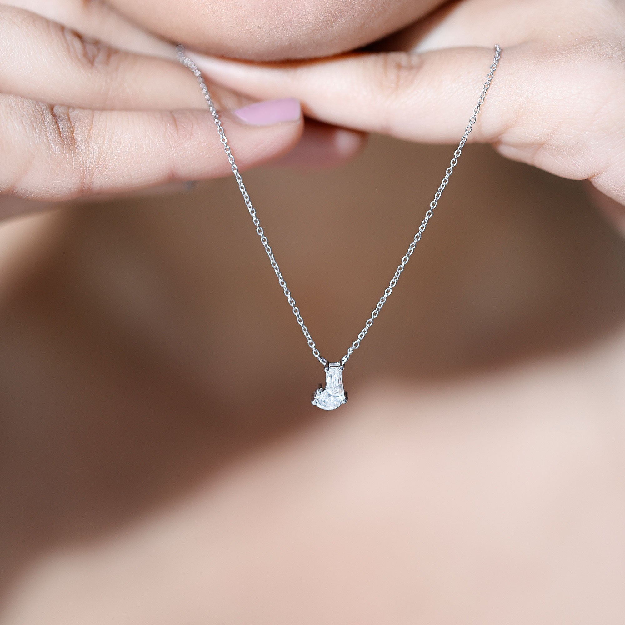 Fancy Cut 2 Carat Lab Grown Diamond J Necklace for Women Lab - ( EF-VS ) - Rosec Jewels