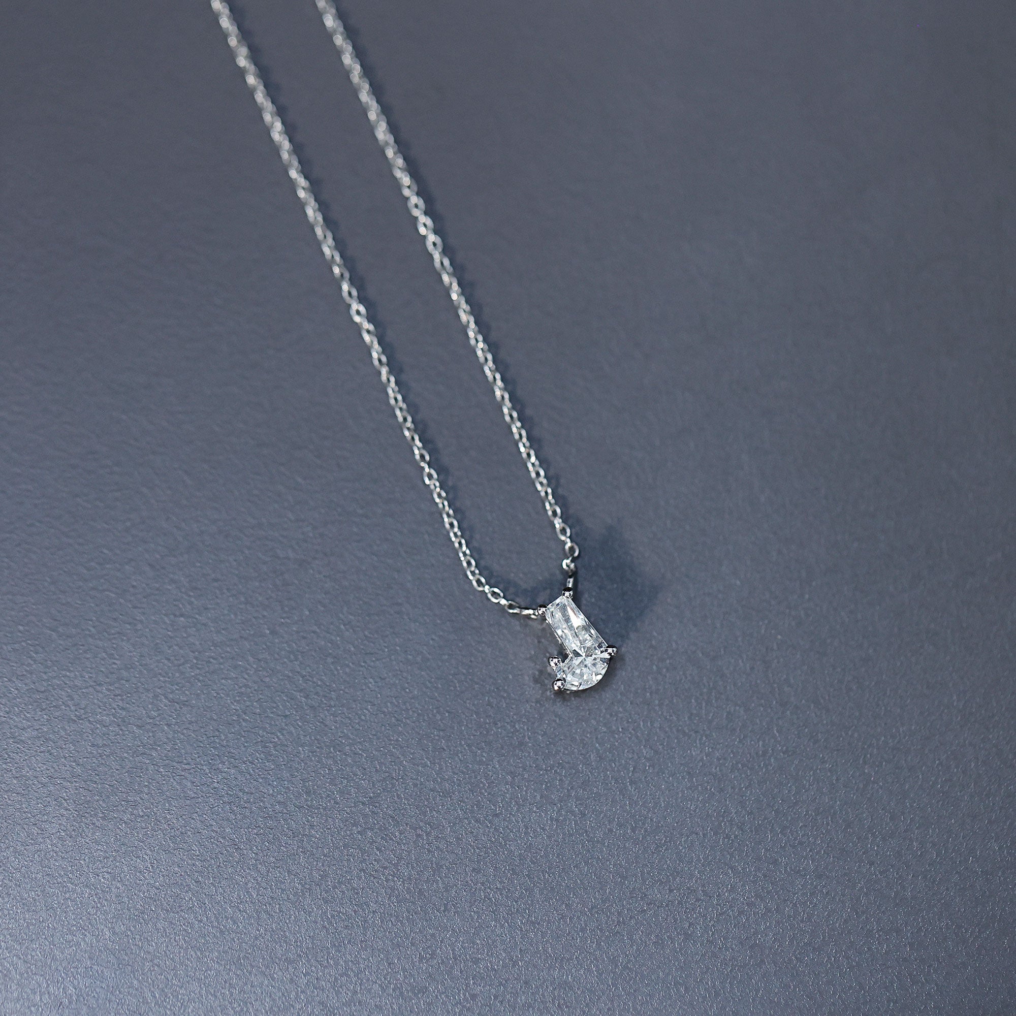Fancy Cut 2 Carat Lab Grown Diamond J Necklace for Women Lab - ( EF-VS ) - Rosec Jewels