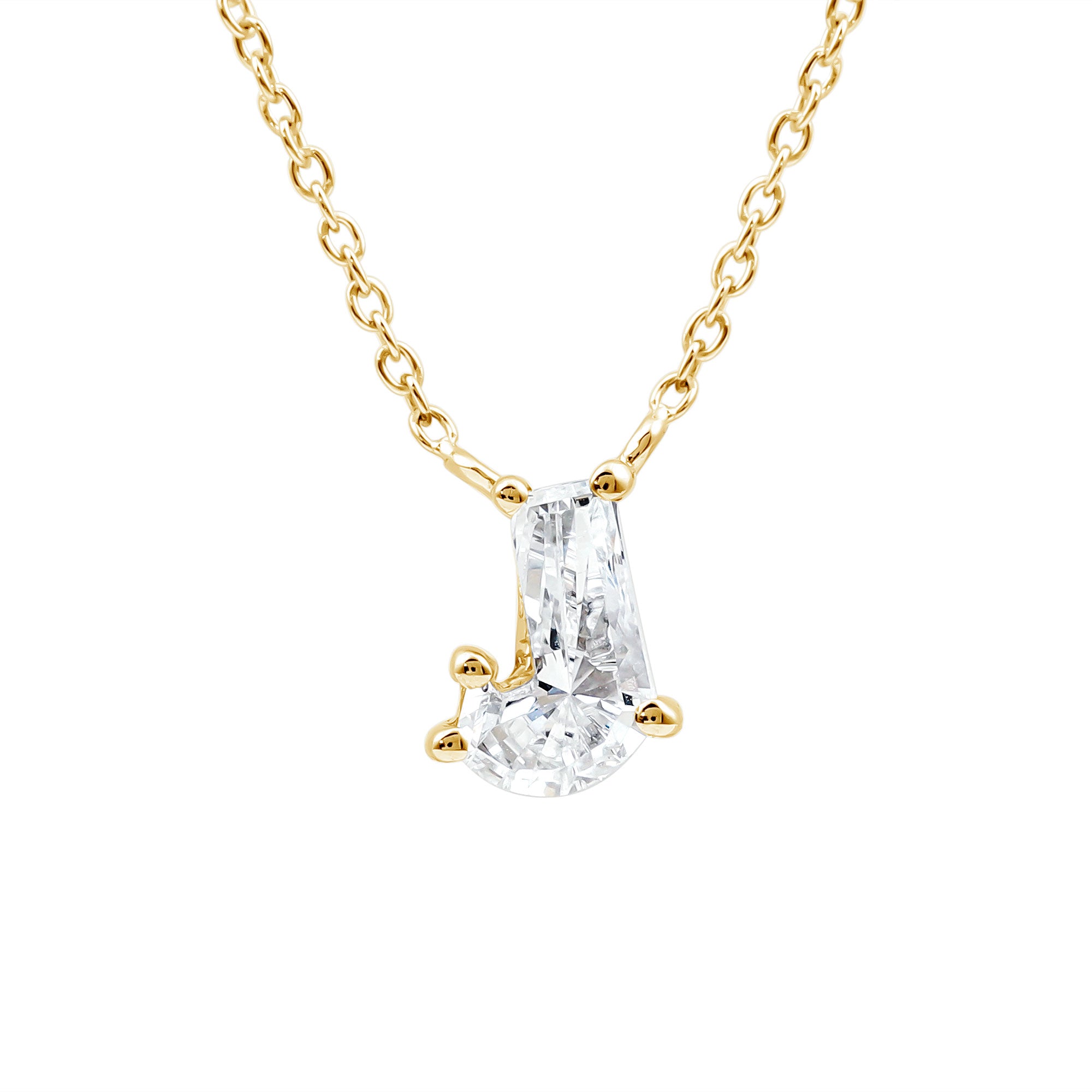 Fancy Cut 2 Carat Lab Grown Diamond J Necklace for Women Lab - ( EF-VS ) - Rosec Jewels