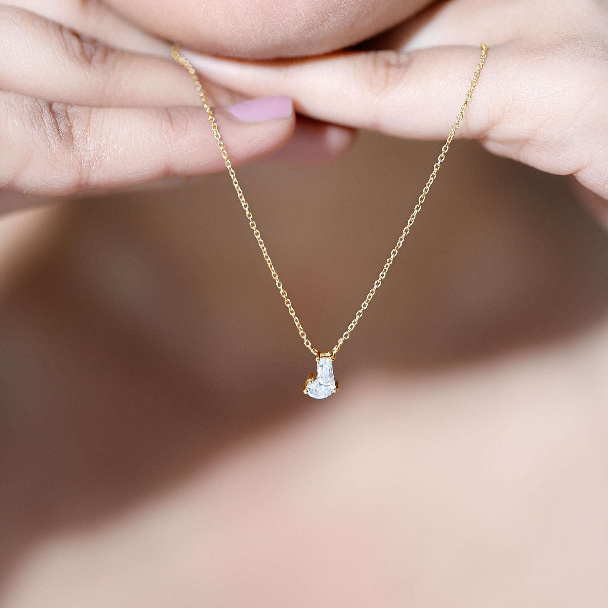Fancy Cut 2 Carat Lab Grown Diamond J Necklace for Women Lab - ( EF-VS ) - Rosec Jewels