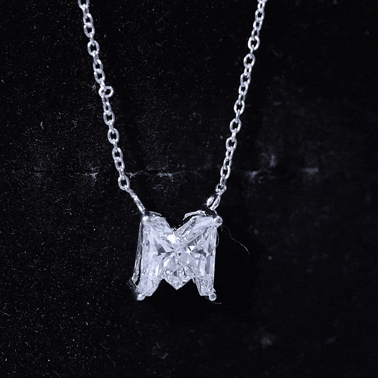 2 Carat Lab Grown Diamond M Letter Necklace for Women Lab - ( EF-VS ) - Rosec Jewels
