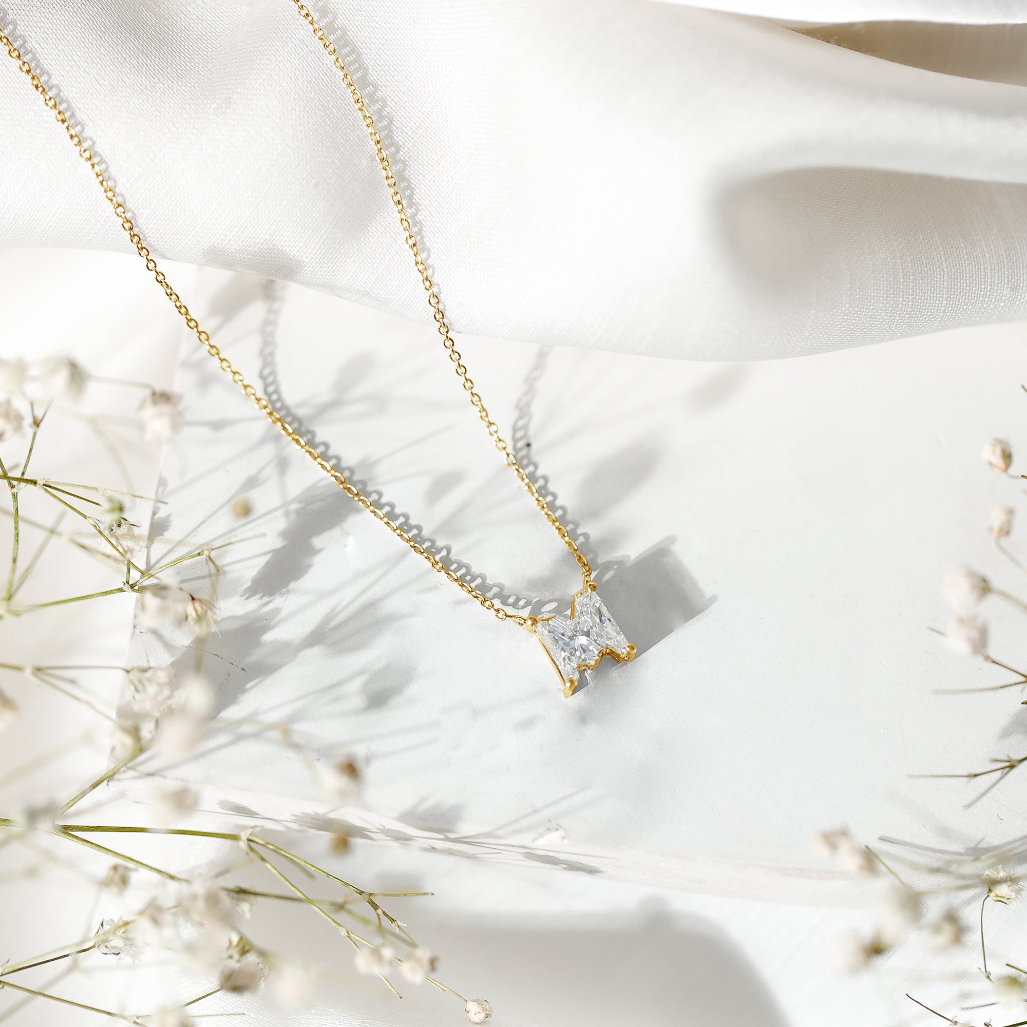 2 Carat Lab Grown Diamond M Letter Necklace for Women Lab - ( EF-VS ) - Rosec Jewels