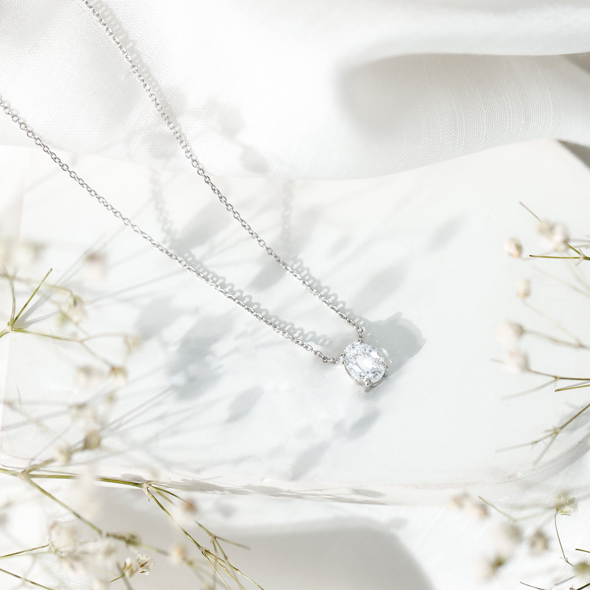 Solitaire Lab Grown 2 Carat Diamond Initial O Necklace with Chain Lab - ( EF-VS ) - Rosec Jewels
