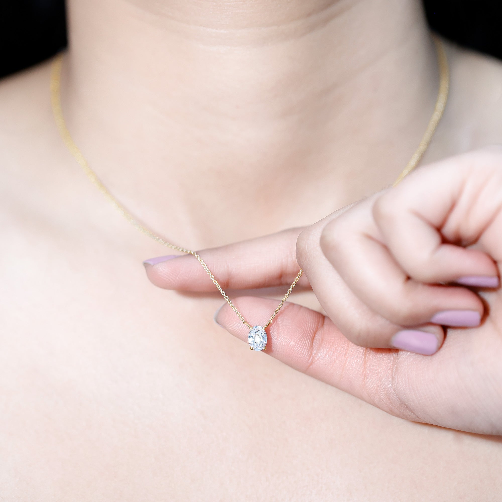 Solitaire Lab Grown 2 Carat Diamond Initial O Necklace with Chain Lab - ( EF-VS ) - Rosec Jewels