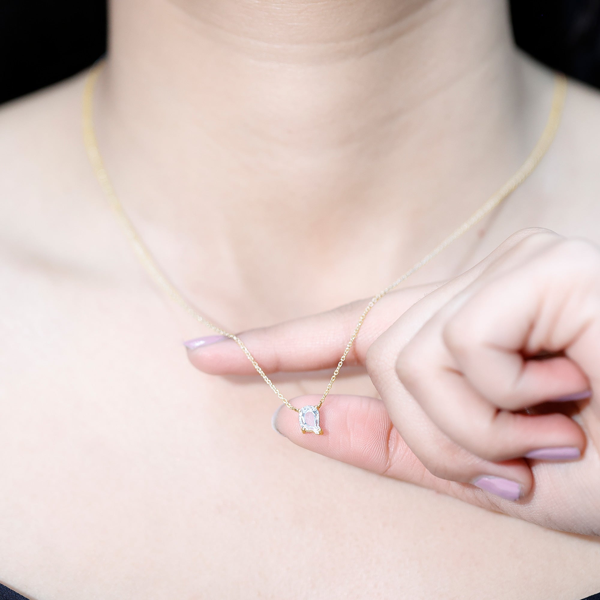 2 Carat Solitaire Lab Created Diamond Initial Q Necklace Lab - ( EF-VS ) - Rosec Jewels