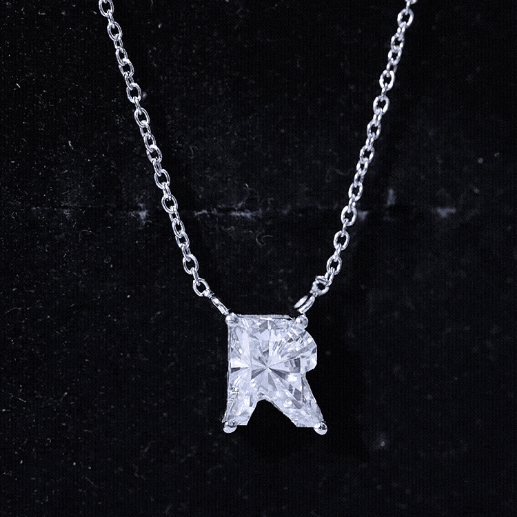 Fancy Cut 2 Carat Lab Grown Diamond Letter R Necklace for Her Lab - ( EF-VS ) - Rosec Jewels