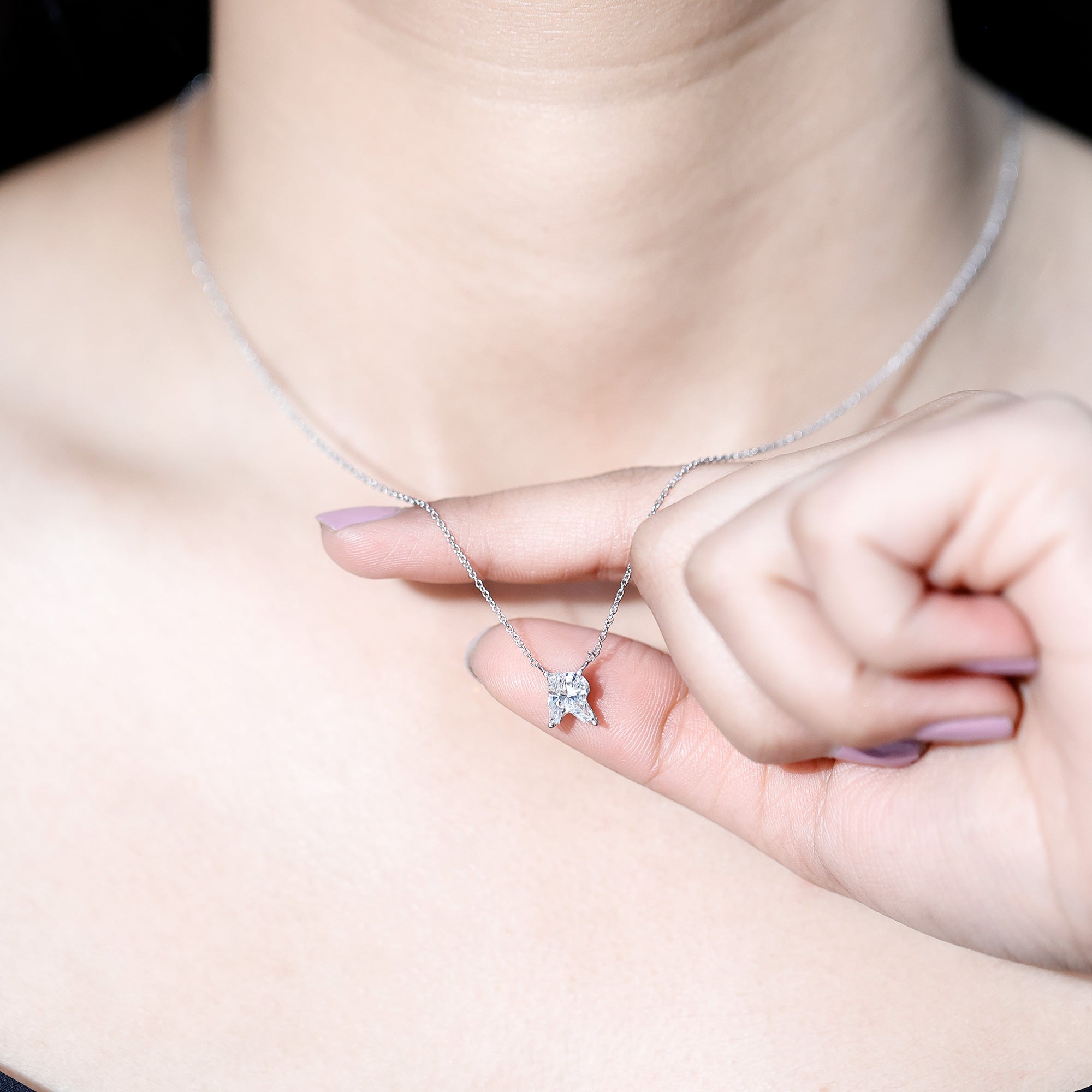 Fancy Cut 2 Carat Lab Grown Diamond Letter R Necklace for Her Lab - ( EF-VS ) - Rosec Jewels