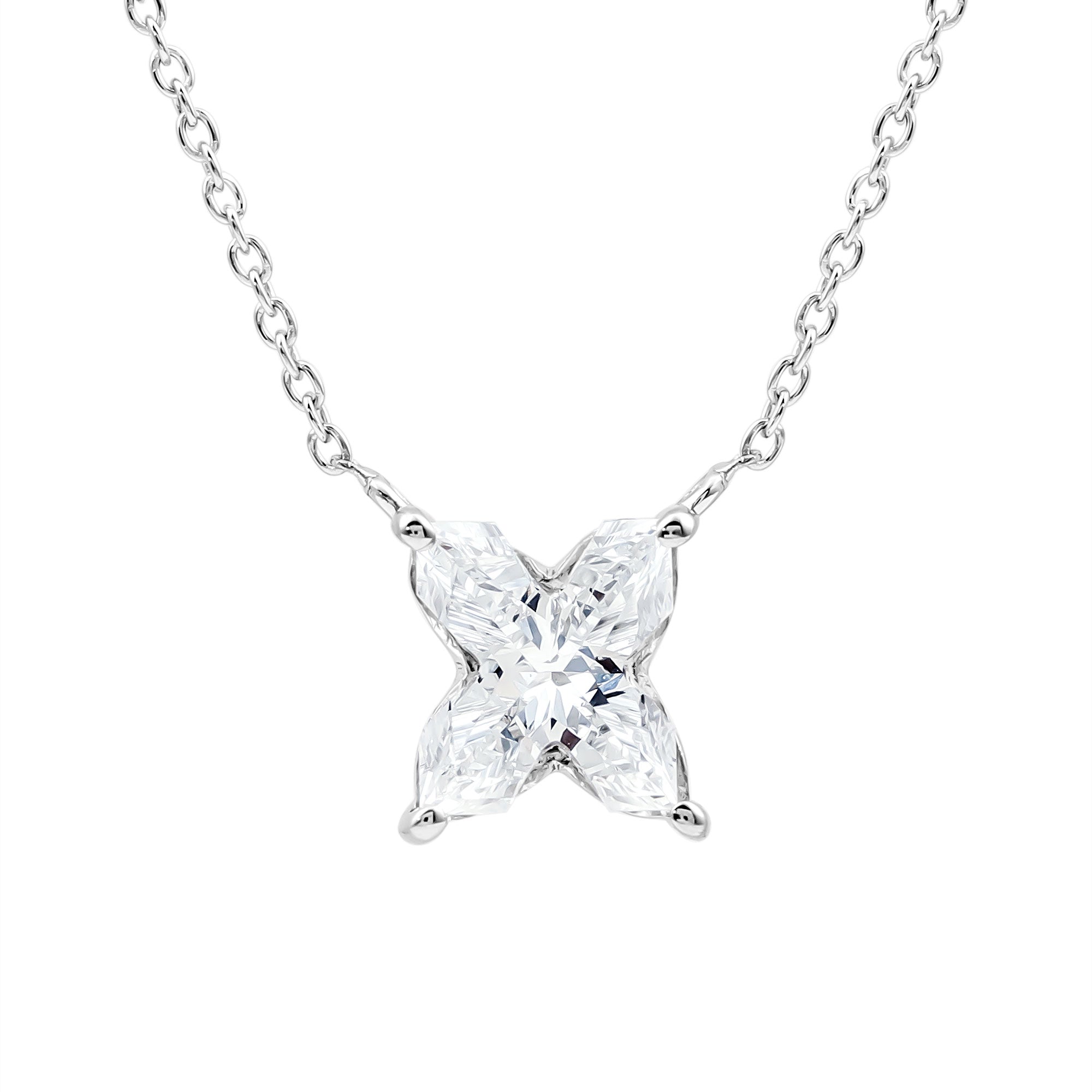 Initial X Necklace with Certified Lab Grown Diamond 2 Carat Lab - ( EF-VS ) - Rosec Jewels