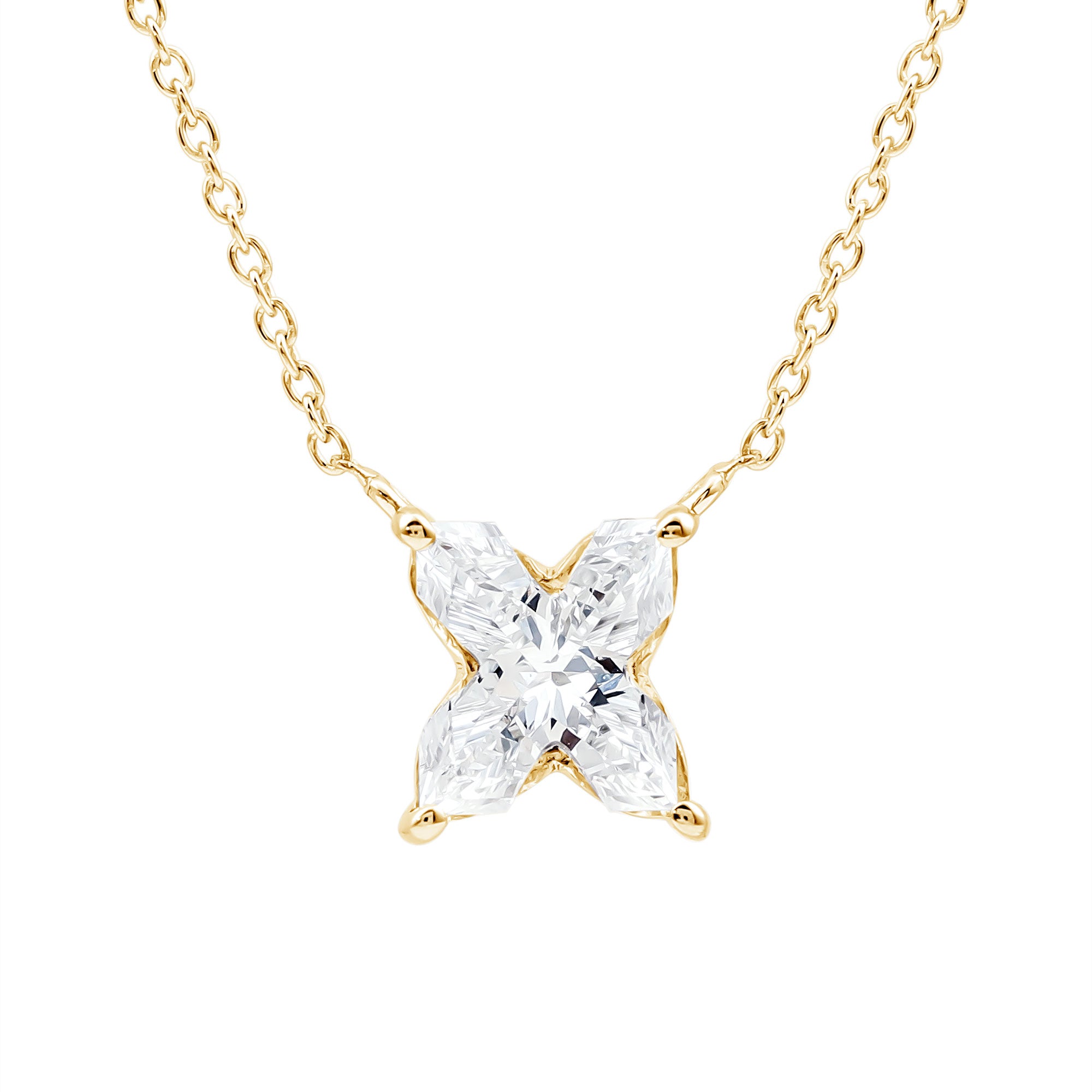 Initial X Necklace with Certified Lab Grown Diamond 2 Carat Lab - ( EF-VS ) - Rosec Jewels