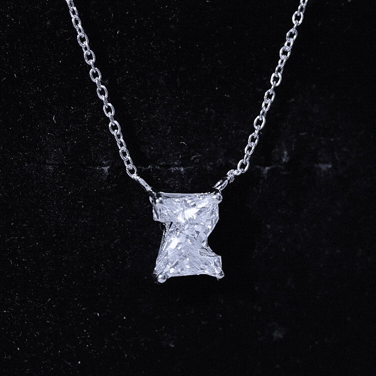 Certified Lab Grown 2 Carat Diamond Z Initial Necklace Lab - ( EF-VS ) - Rosec Jewels