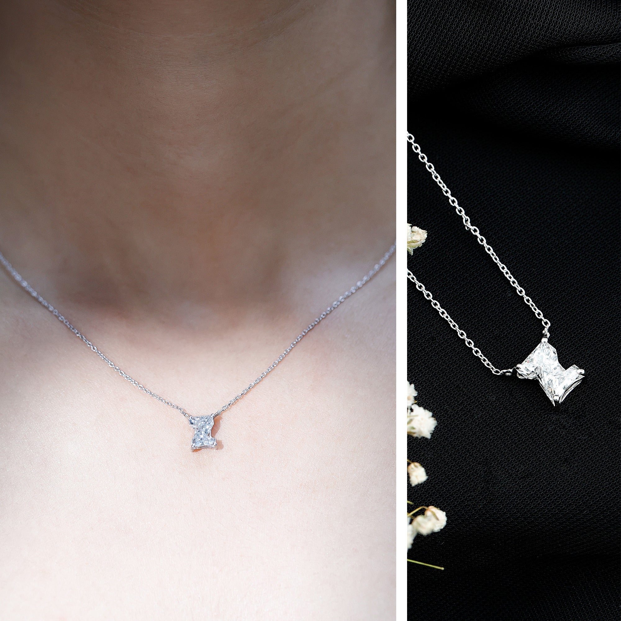 Certified Lab Grown 2 Carat Diamond Z Initial Necklace Lab - ( EF-VS ) - Rosec Jewels