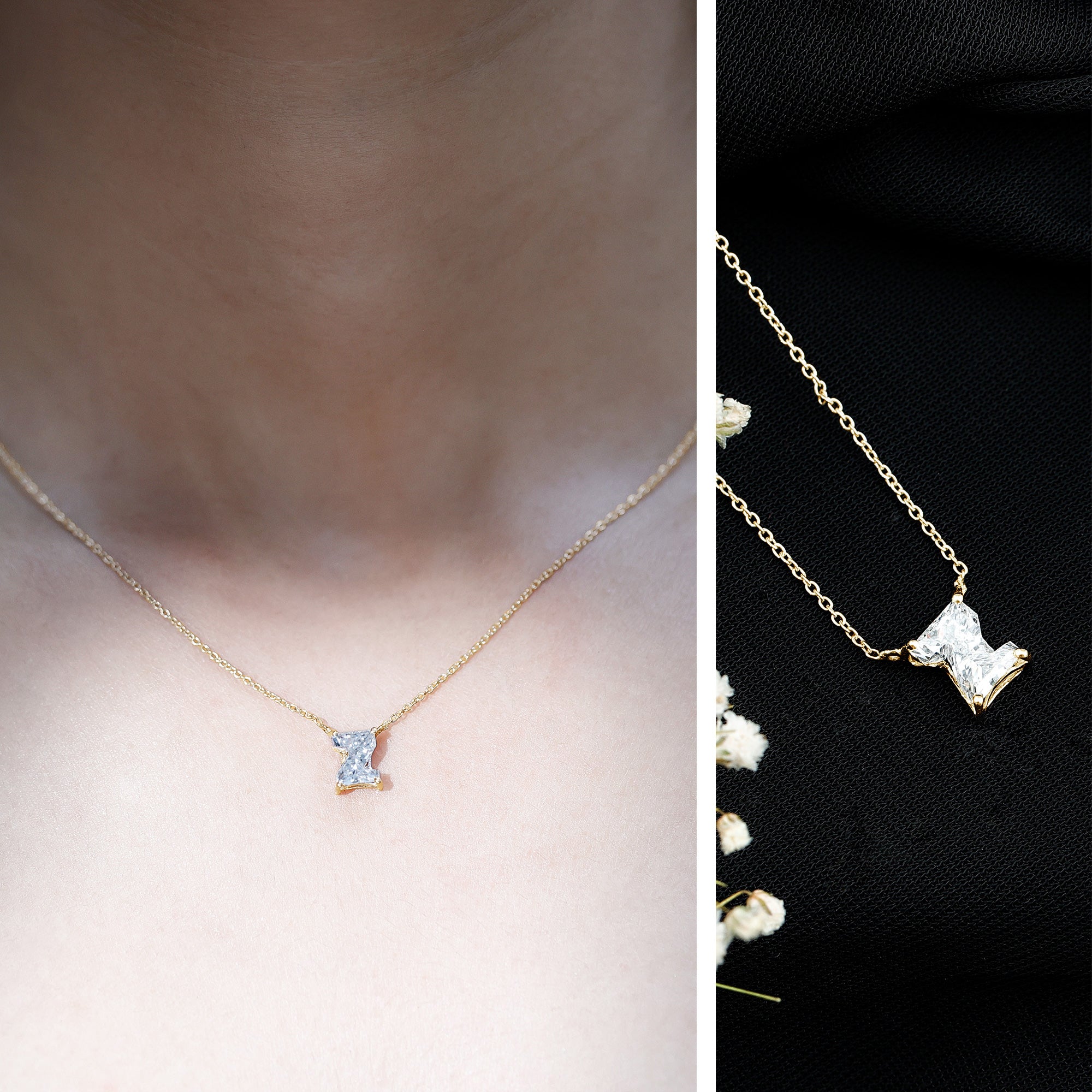 Certified Lab Grown 2 Carat Diamond Z Initial Necklace Lab - ( EF-VS ) - Rosec Jewels