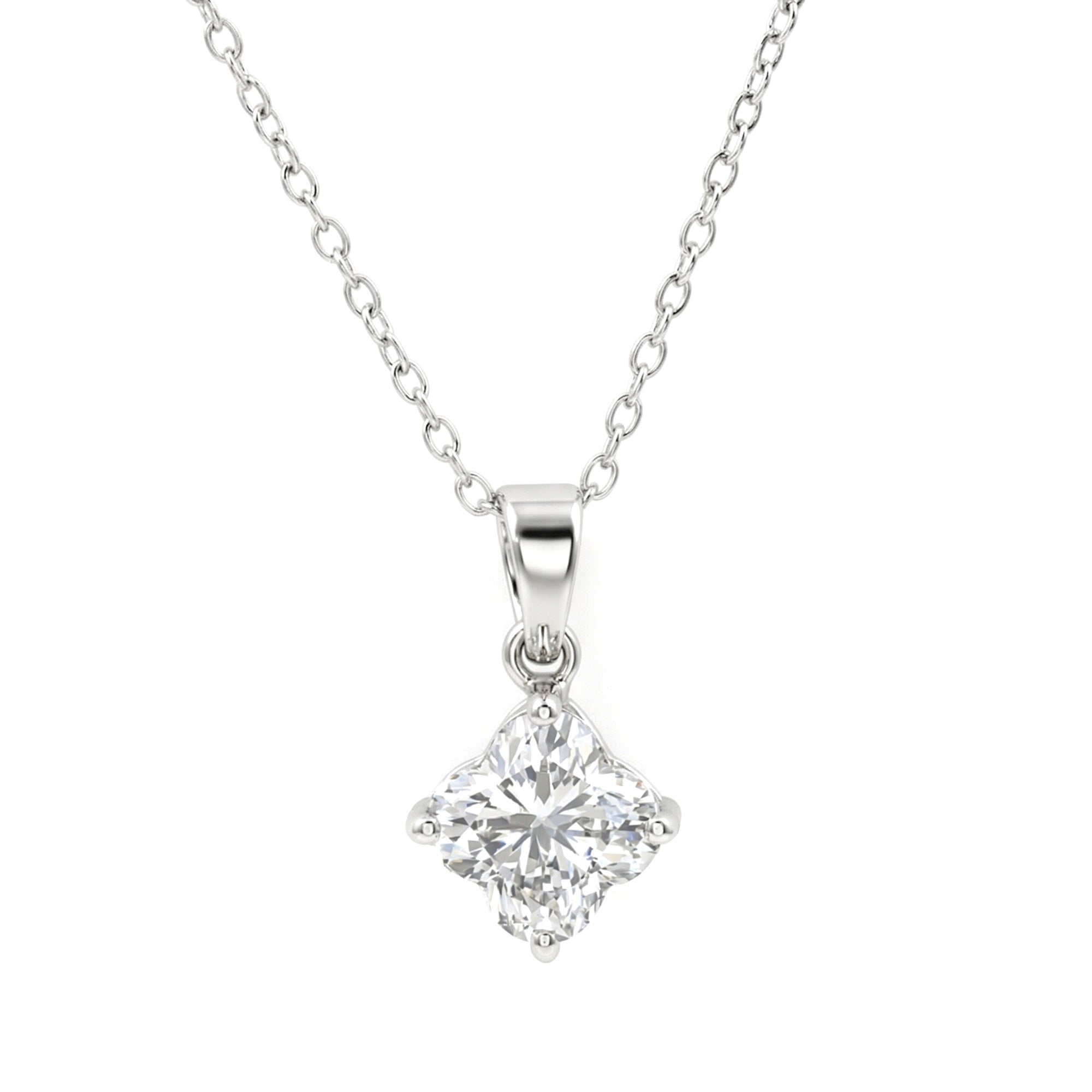 Rosec Jewels-0.8 Carat Lily Cut Lab Grown Diamond Solitaire Necklace with Certificate