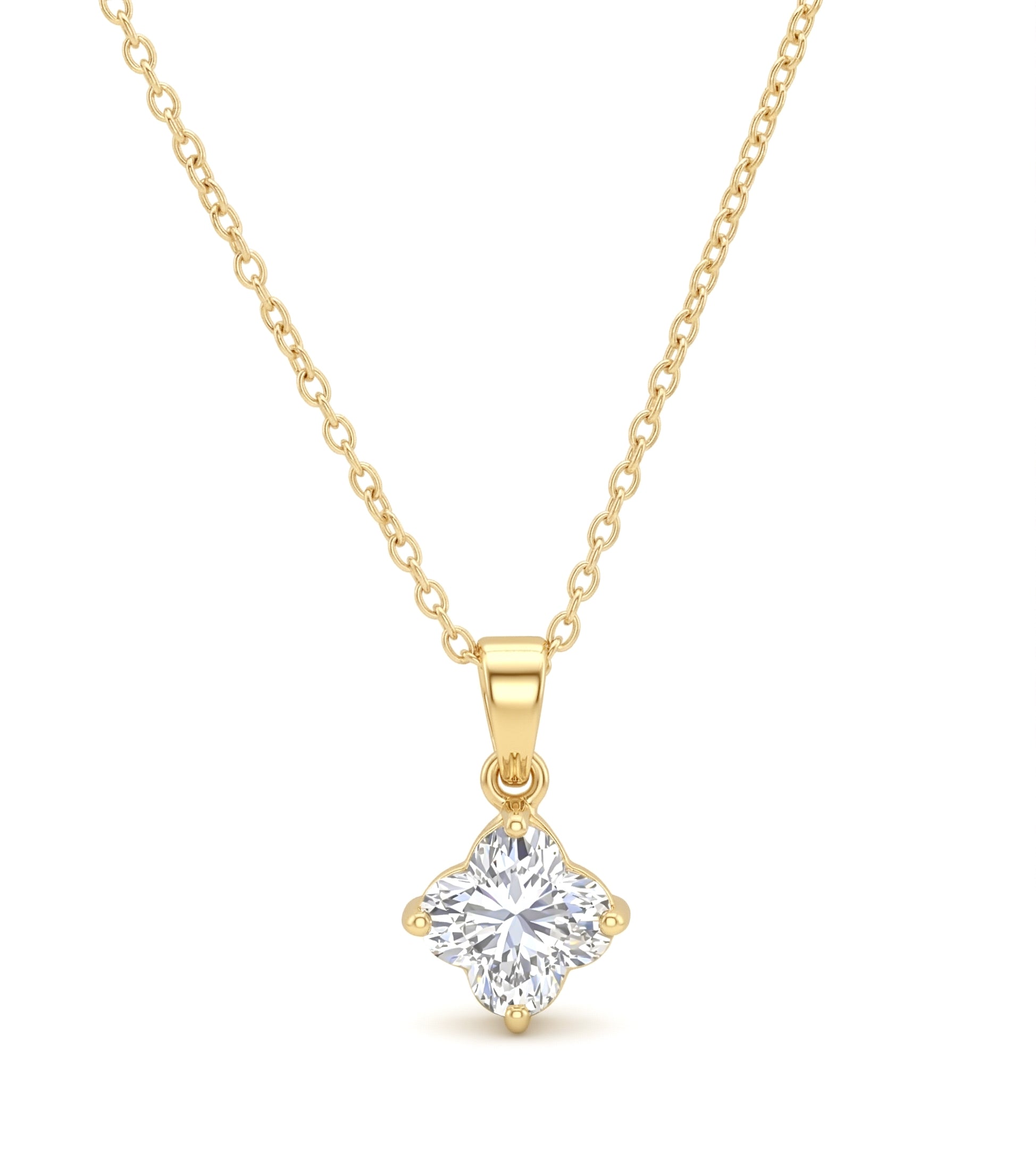 Rosec Jewels-0.8 Carat Lily Cut Lab Grown Diamond Solitaire Necklace with Certificate