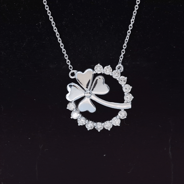 Certified Diamond Lucky 4 Leaf Necklace Natural - ( HI-SI ) - Rosec Jewels