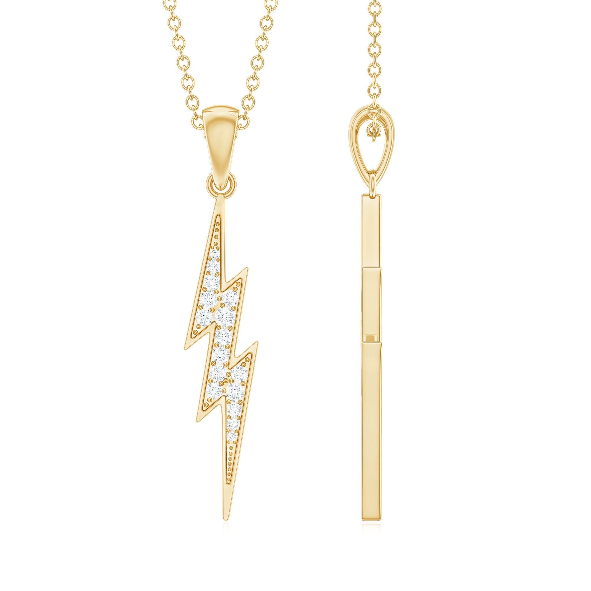 Natural Diamond Lightning Bolt Necklace for Her Natural - ( HI-SI ) - Rosec Jewels