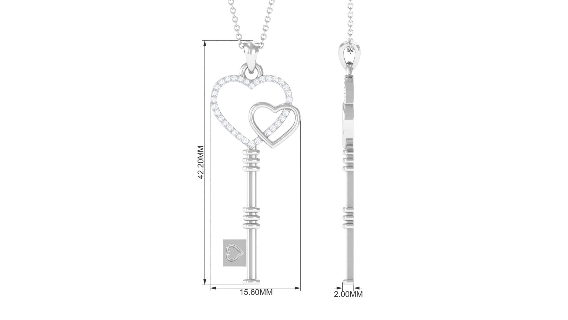 Rosec Jewels-Unique Diamond Heart Key Necklace for Women