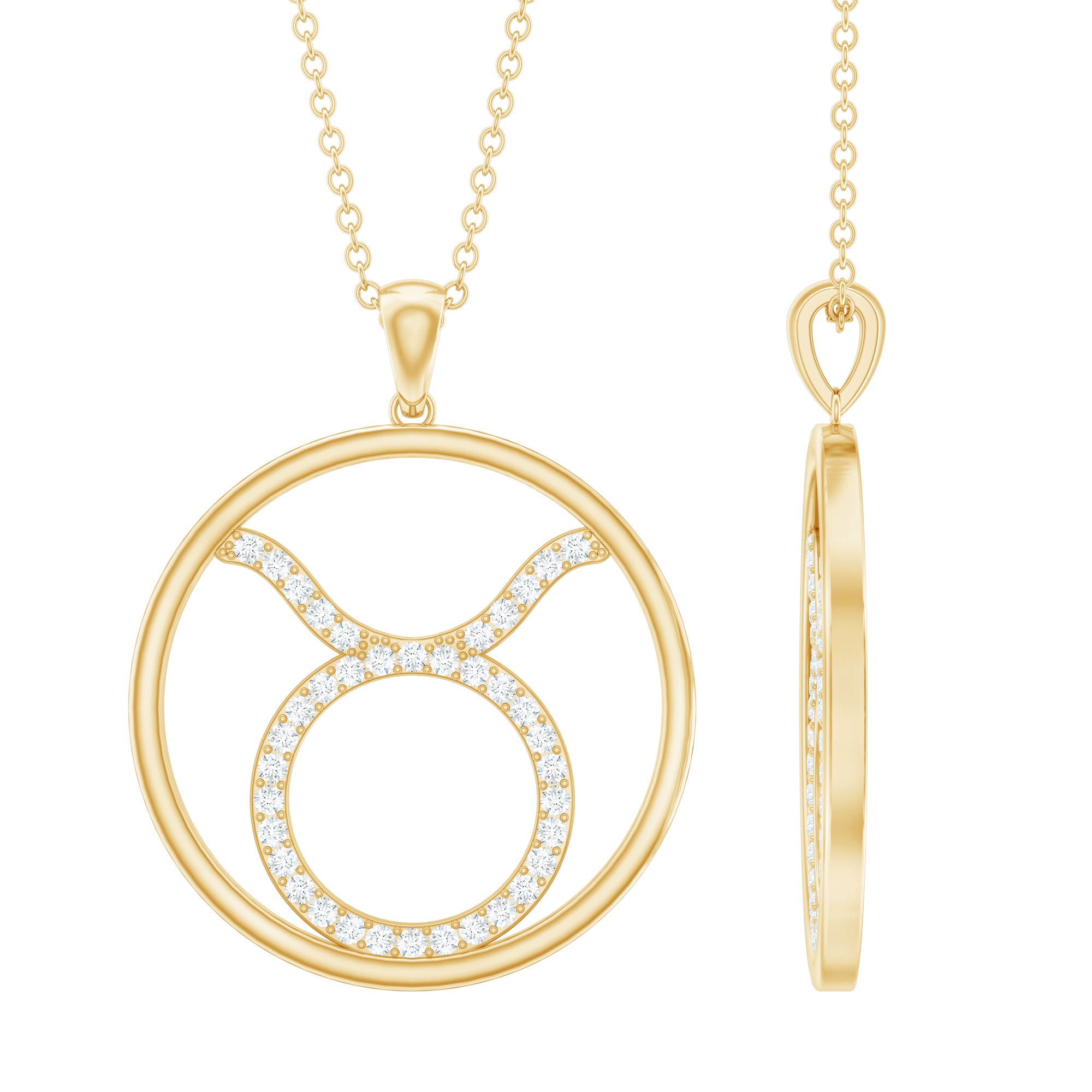 Certified Moissanite Taurus Zodiac Sign Pendant Necklace D-VS1 - Rosec Jewels
