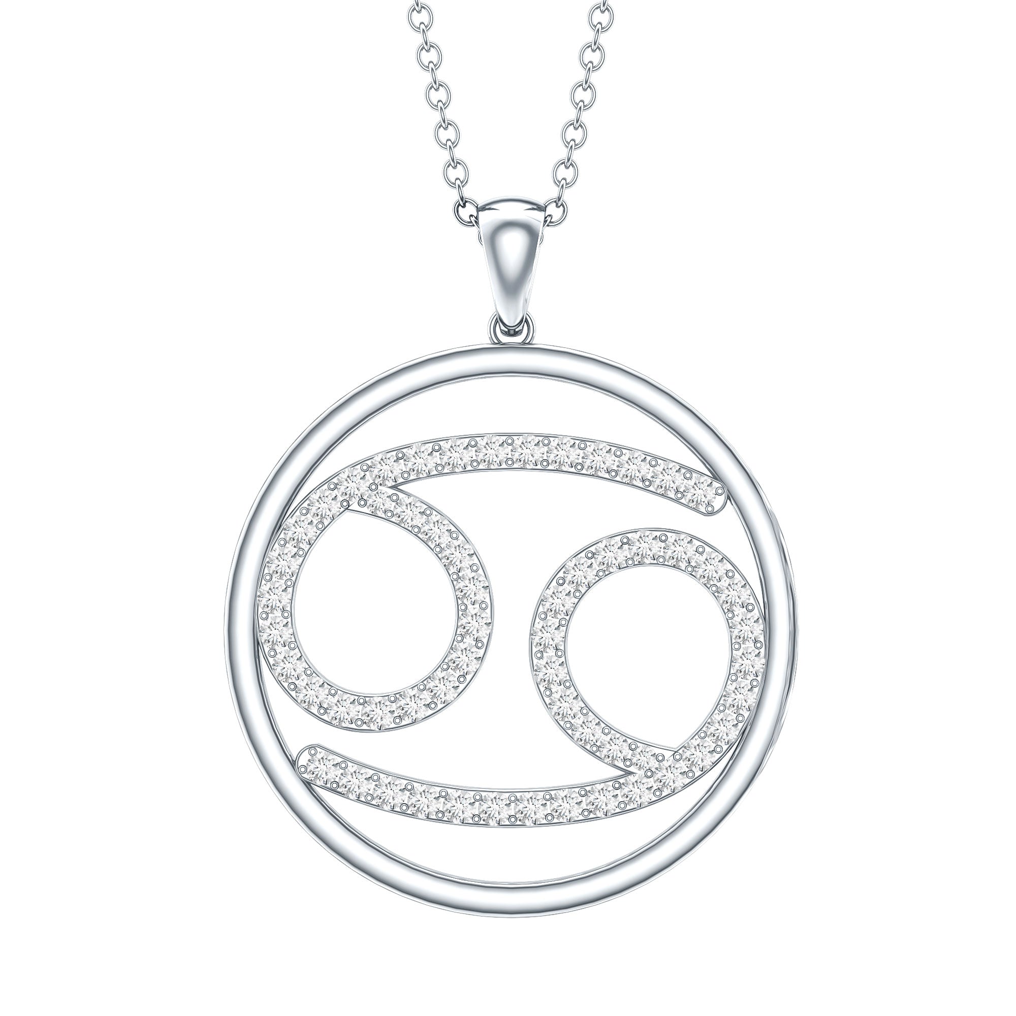 Certified Moissanite Cancer Zodiac Sign Necklace D-VS1 - Rosec Jewels