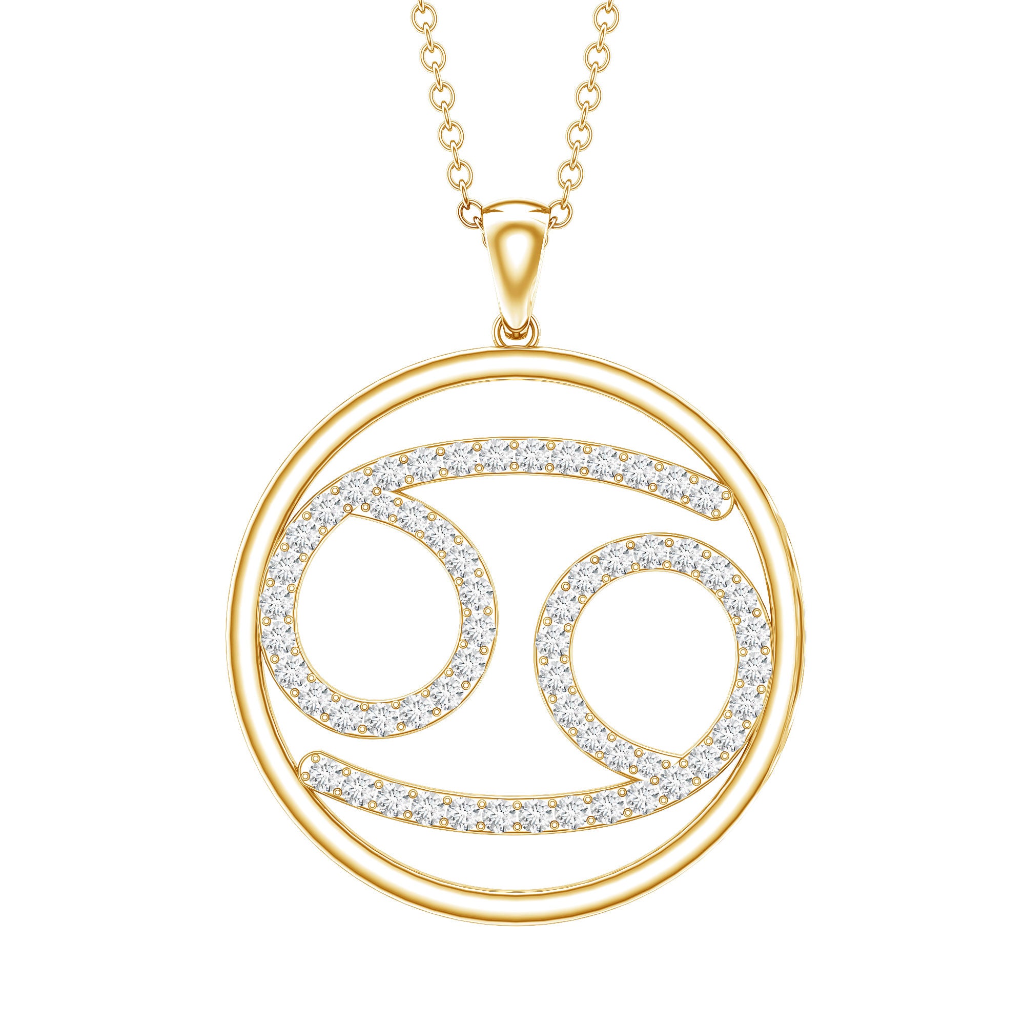 Certified Moissanite Cancer Zodiac Sign Necklace D-VS1 - Rosec Jewels