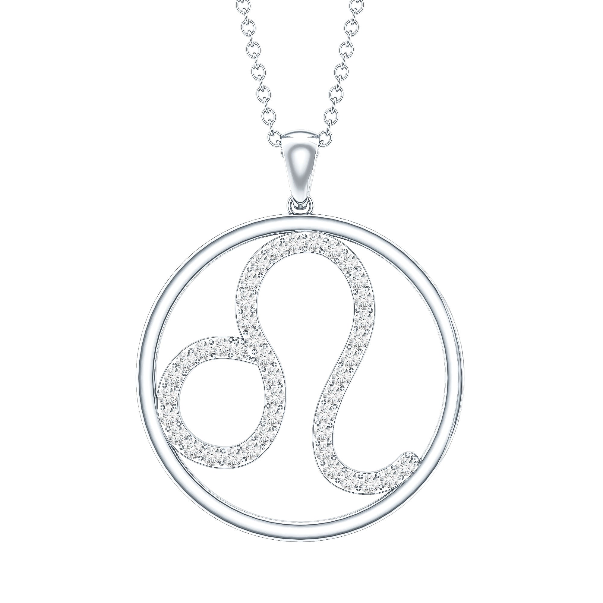 Certified Moissanite Leo Zodiac Sign Necklace D-VS1 - Rosec Jewels