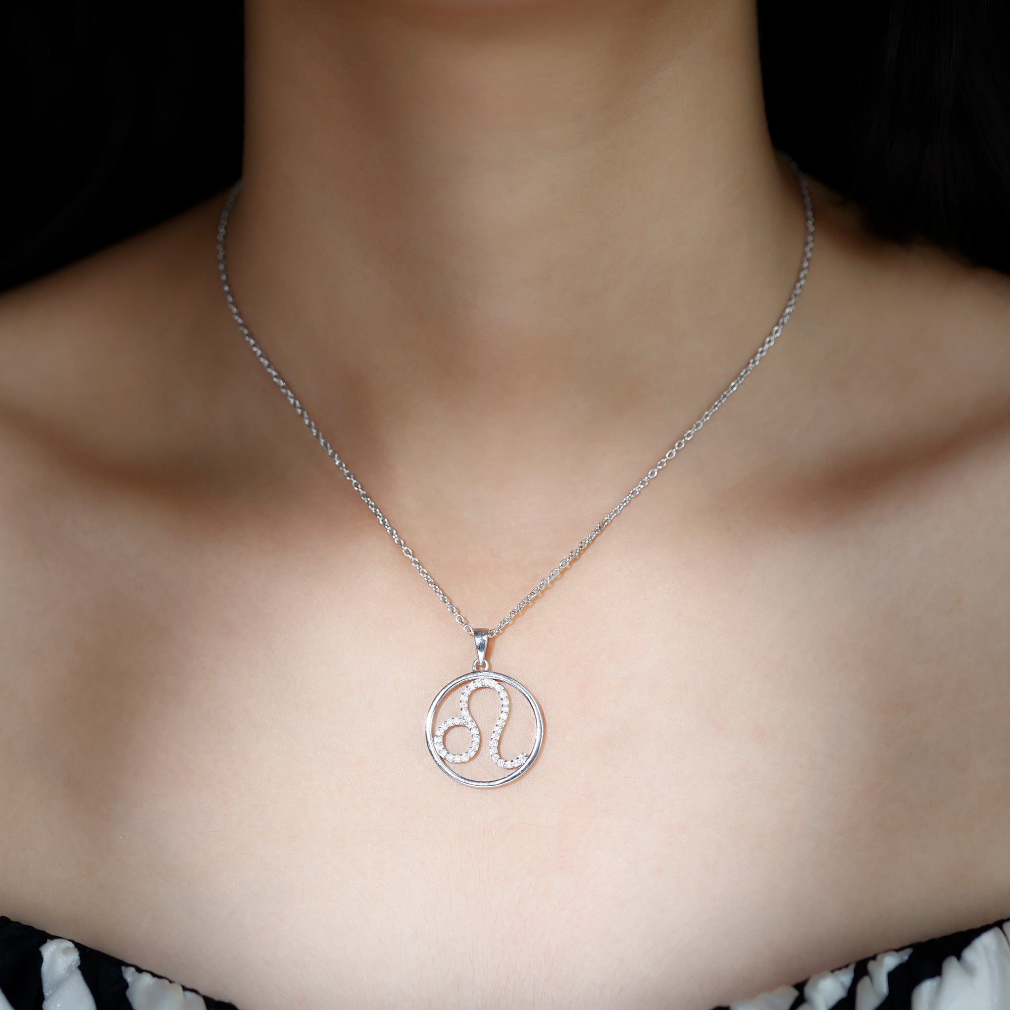 Certified Moissanite Leo Zodiac Sign Necklace D-VS1 - Rosec Jewels