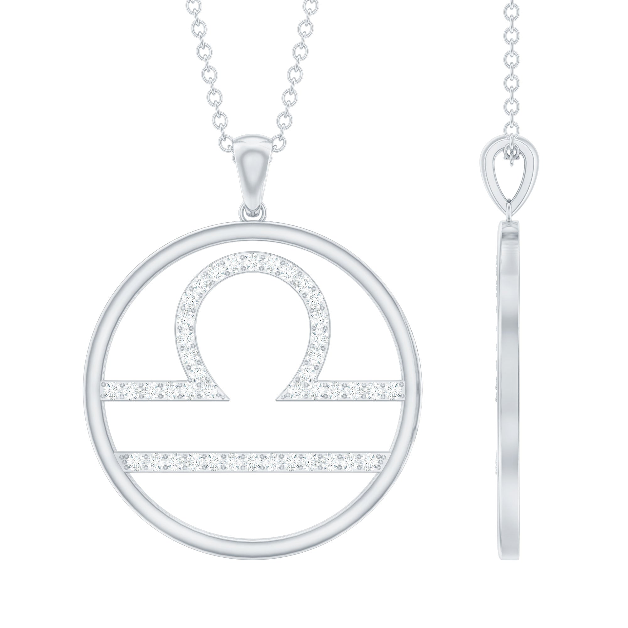 Certified Moissanite Libra Zodiac Sign Pendant Necklace