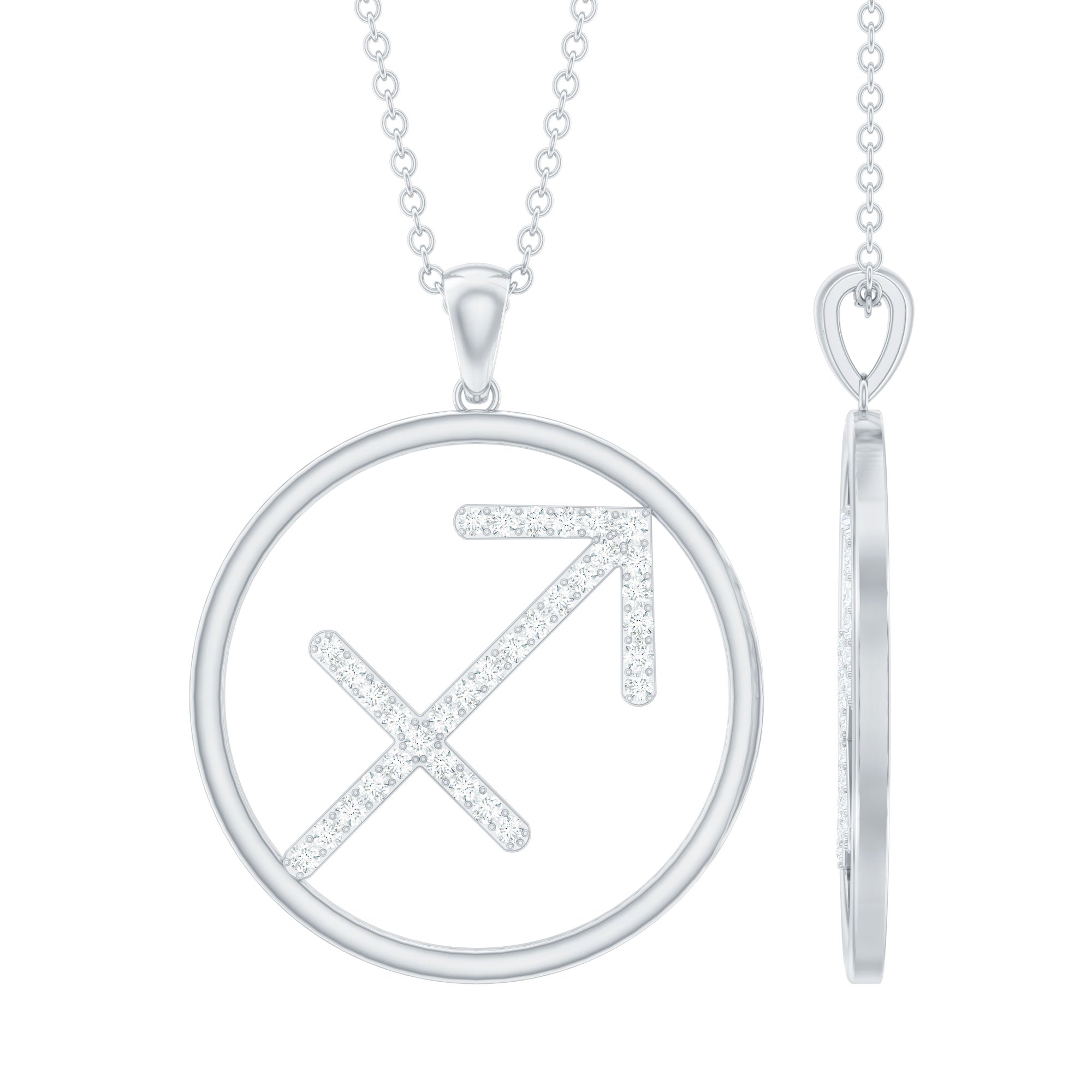 Collier pendentif certifié Moissanite signe du zodiaque Sagittaire
