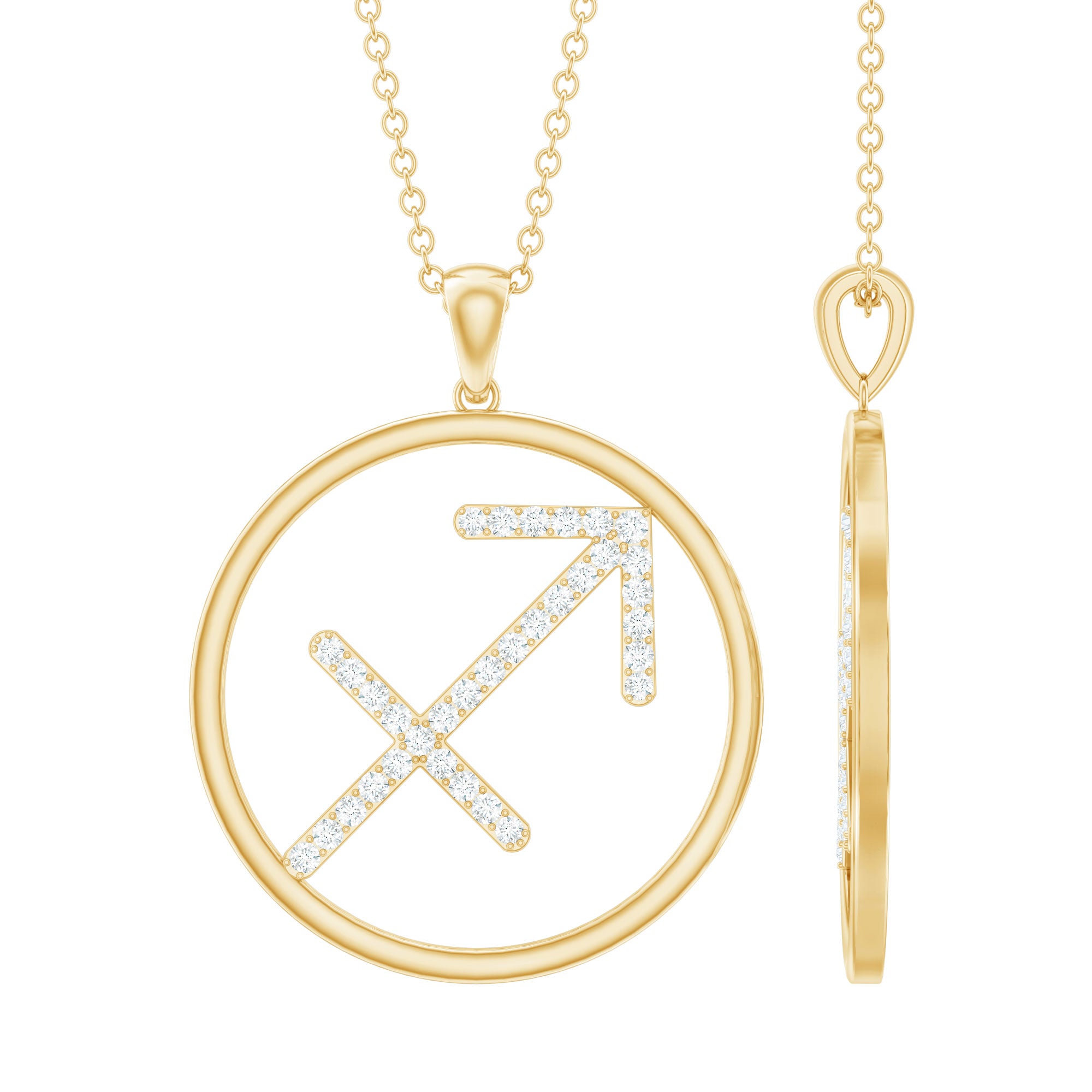 Certified Moissanite Sagittarius Zodiac Sign Necklace D-VS1 - Rosec Jewels