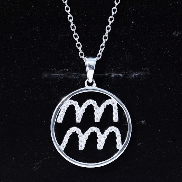 Certified Moissanite Zodiac Aquarius Pendant Necklace D-VS1 - Rosec Jewels