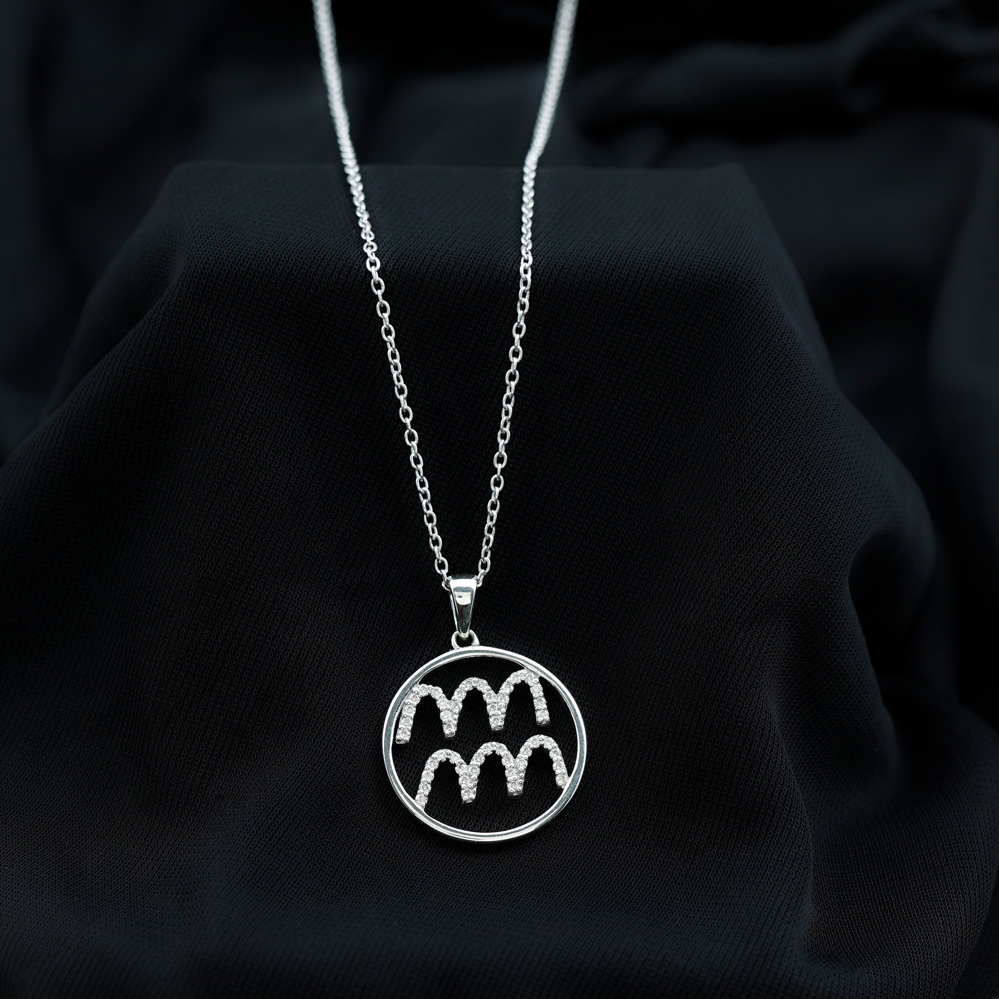 Certified Moissanite Zodiac Aquarius Pendant Necklace D-VS1 - Rosec Jewels