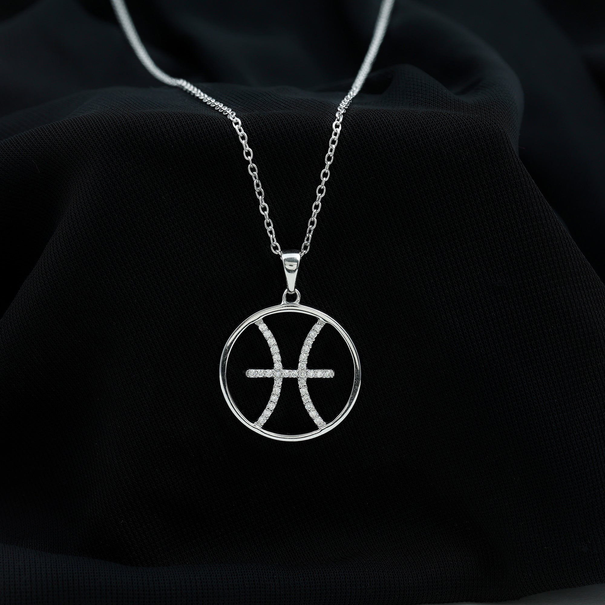 Certified Moissanite Pisces Zodiac Sign Pendant Necklace D-VS1 - Rosec Jewels