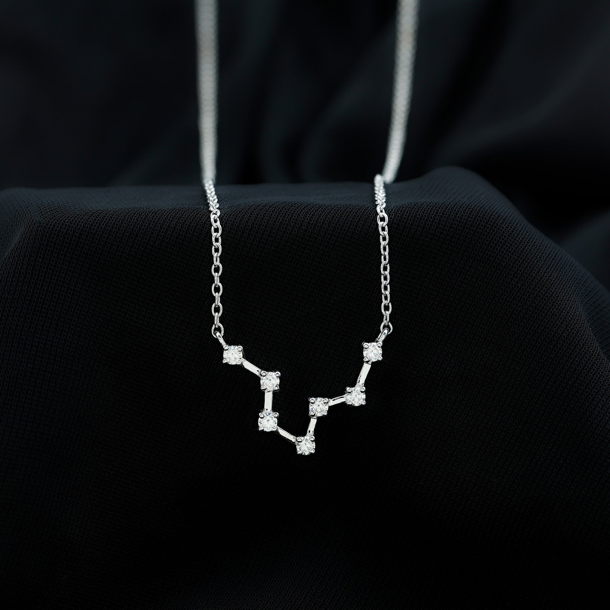 Moissanite Constellation Aquarius Zodiac Sign Necklace D-VS1 - Rosec Jewels